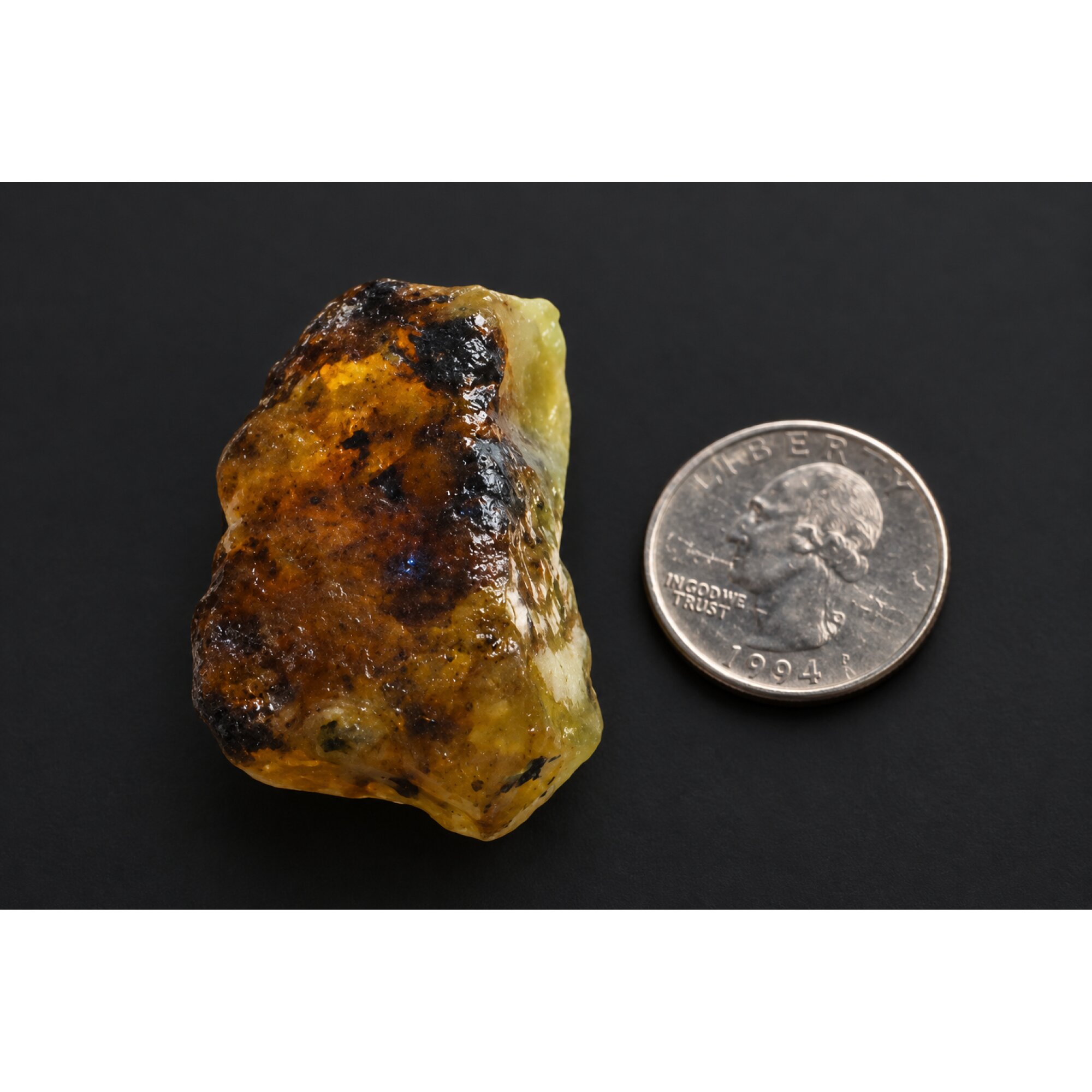 Genuine yellow blue rough specimen Dominican amber 41mm – photo 13