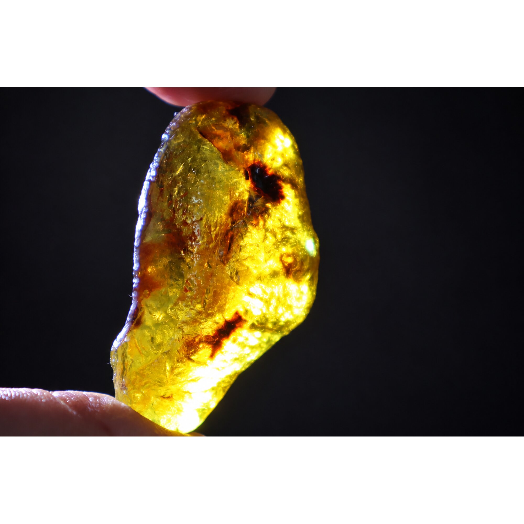 Genuine orange blue rough specimen Dominican amber 53mm – photo 2