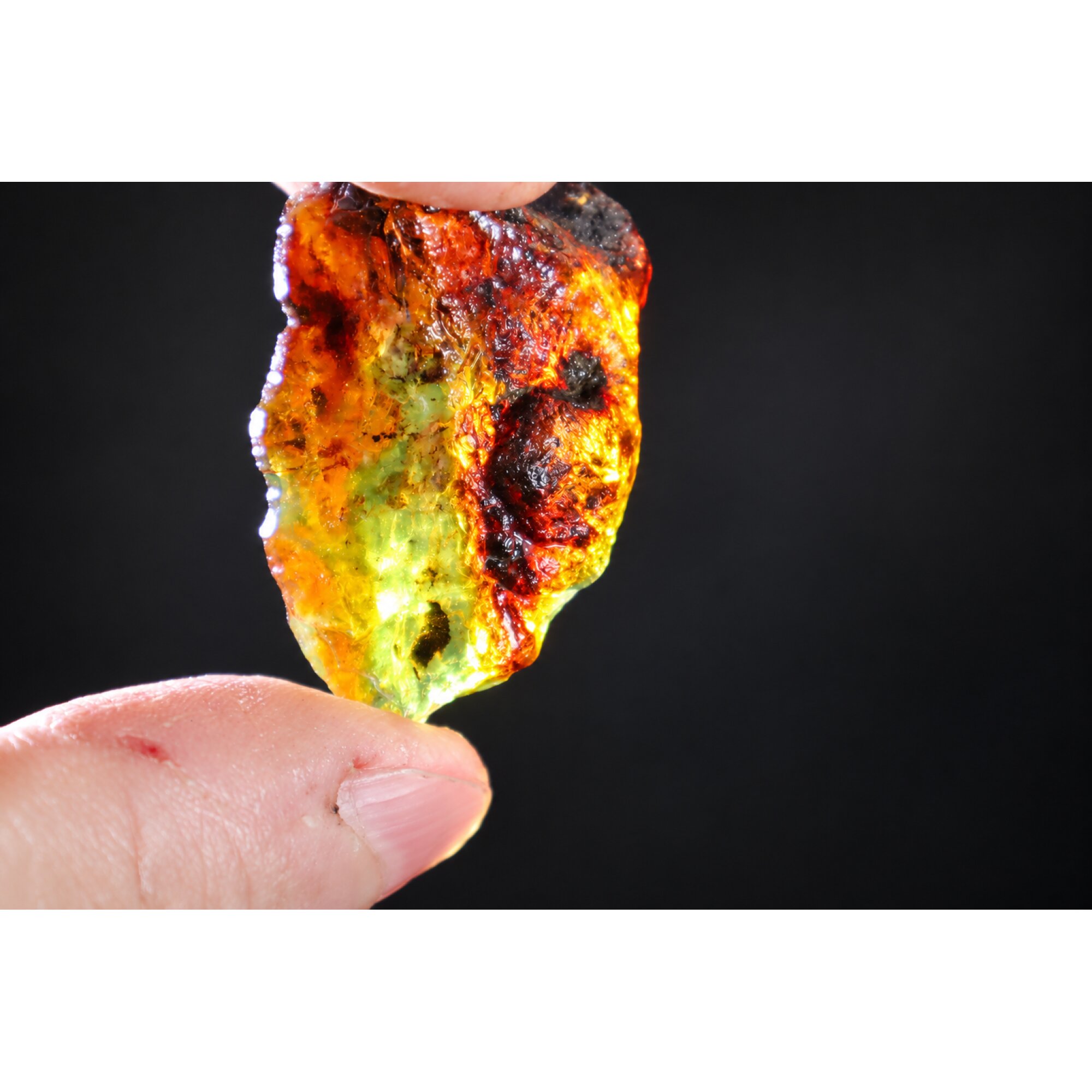 Genuine deep blue rough specimen Dominican amber 45mm – photo 4