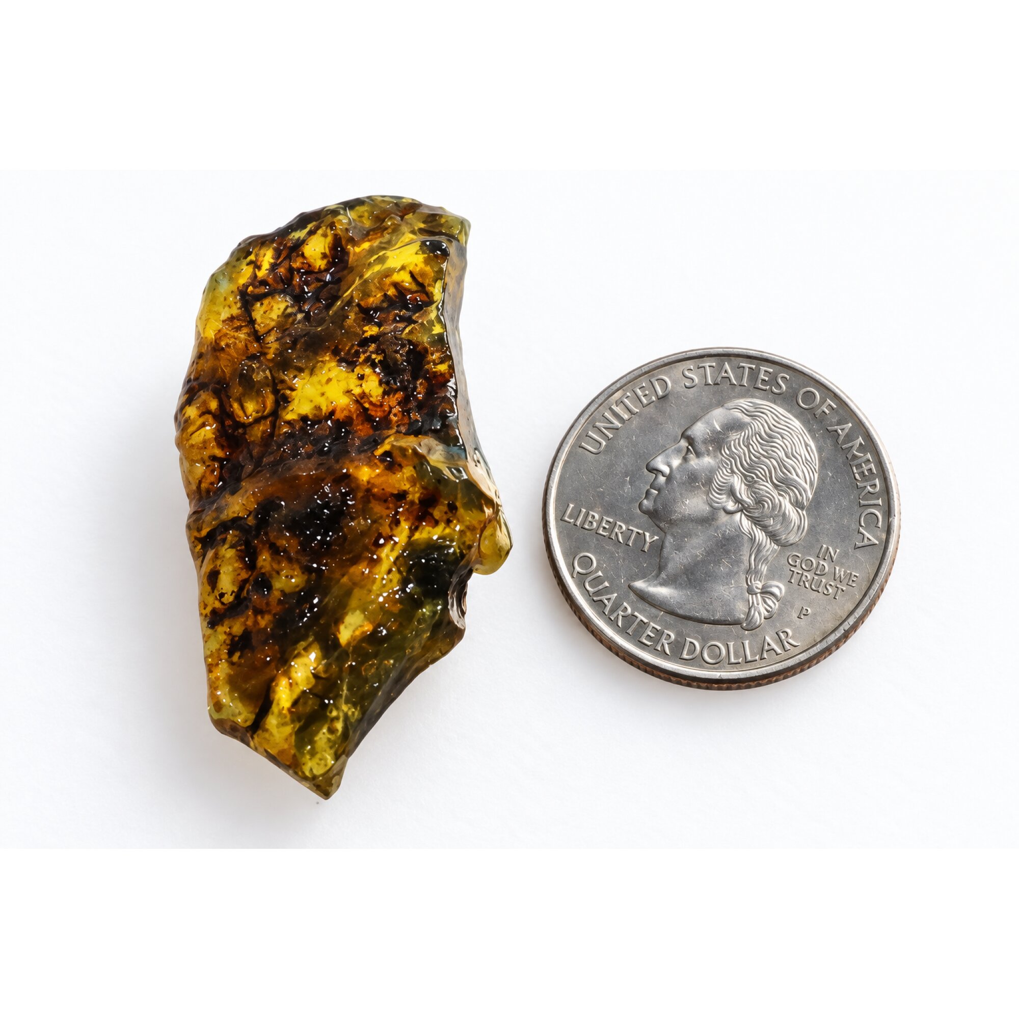 Authentic deep blue rough specimen Dominican amber 46mm – photo 3