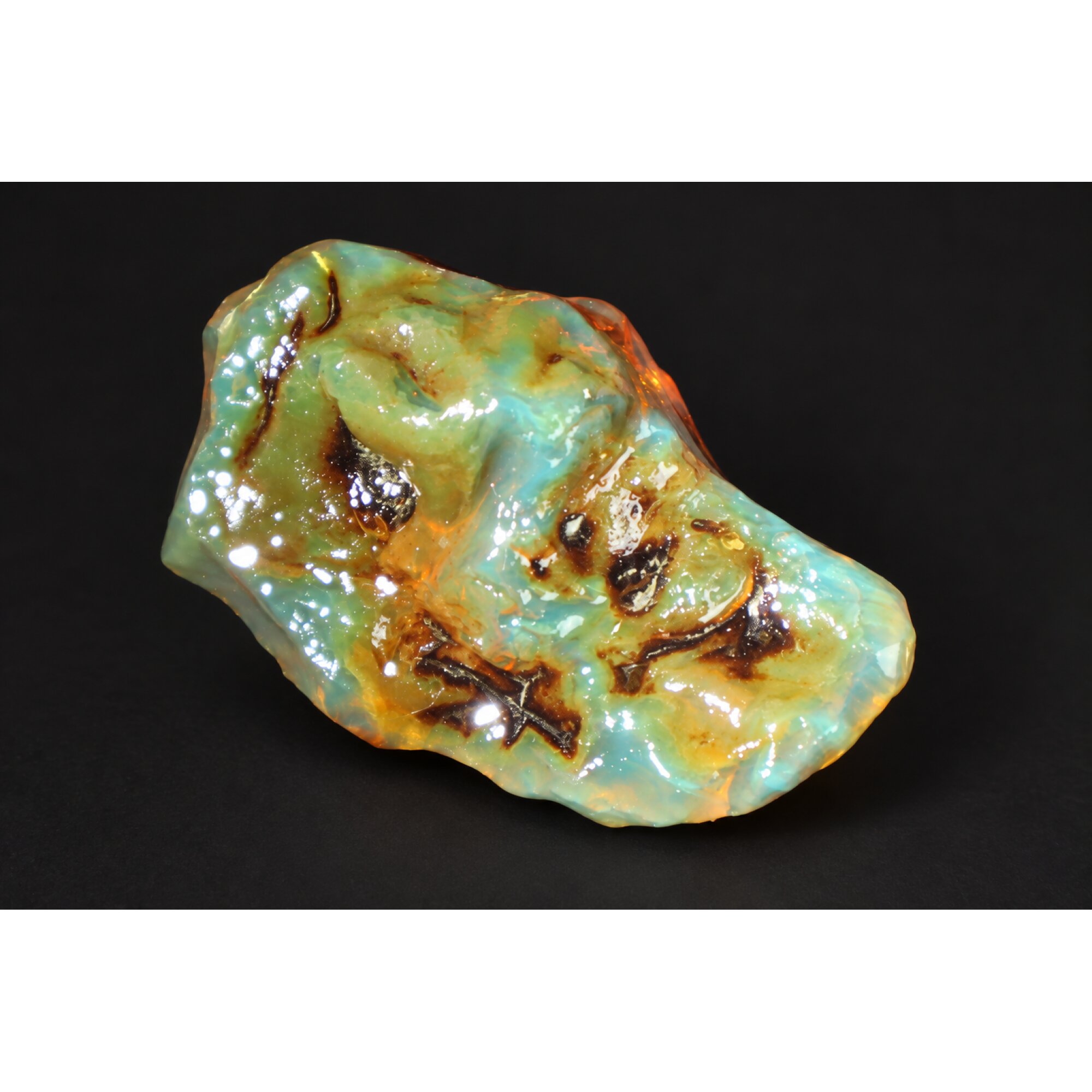 Genuine turquoise blue rough specimen Dominican amber 43mm – photo 13