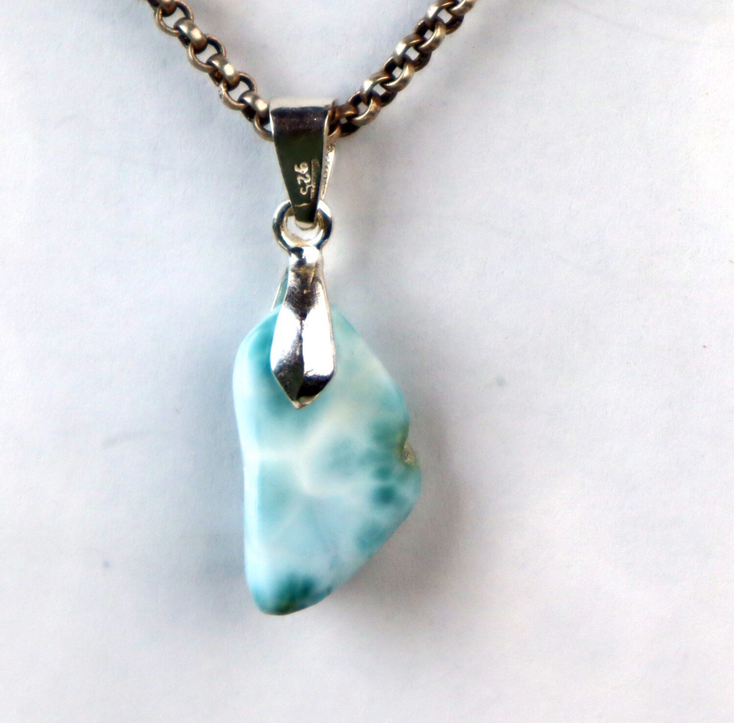 1.3 Inch 2.9g Genuine Dominican Ocean Blue LARIMAR Pendant 925 STERLING SILVER – photo 4