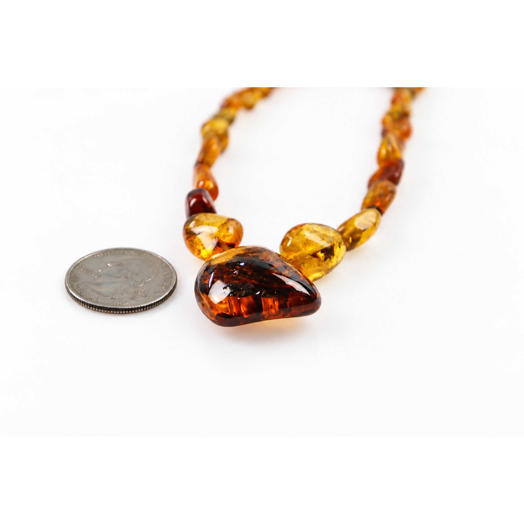 Real green red Dominican amber sterling silver necklace 19.3in – photo 4