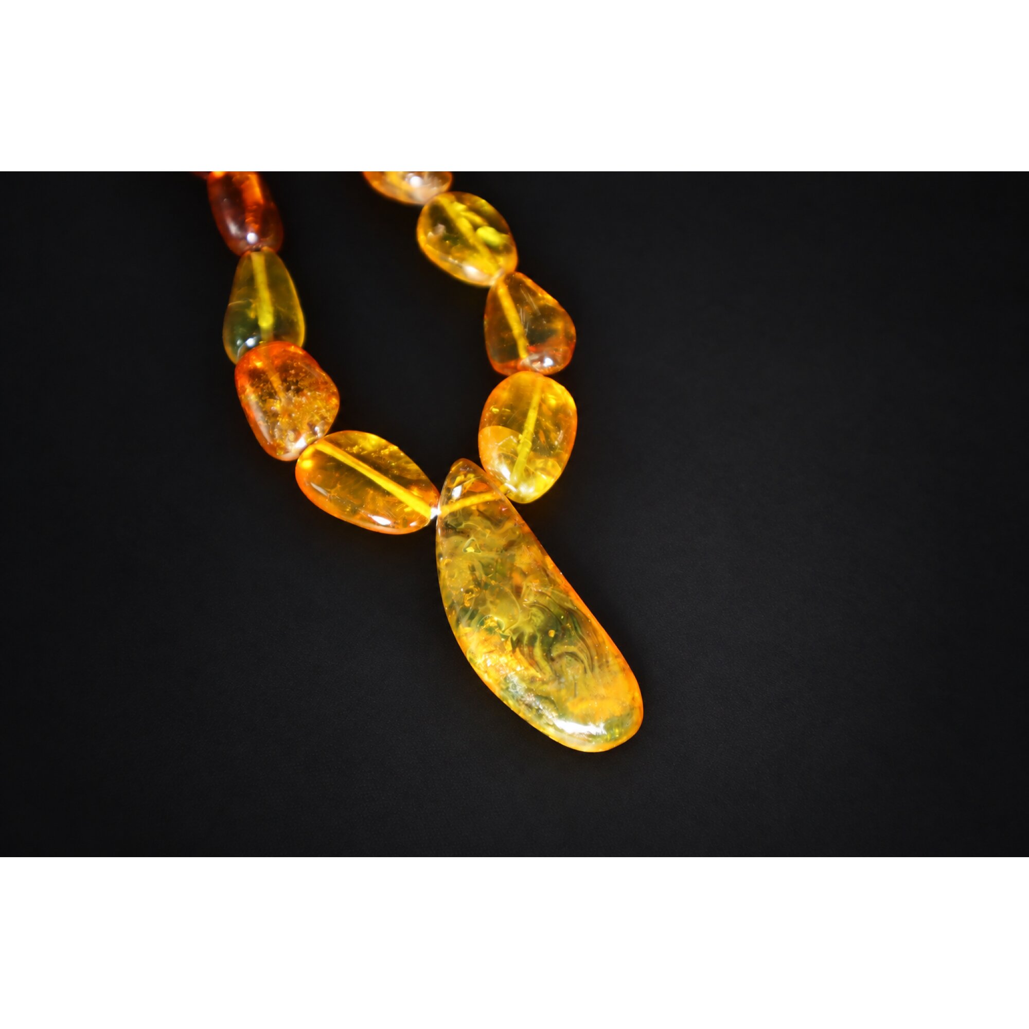 Boutique crafted green red Dominican amber sterling silver necklace 19.7in – photo 8