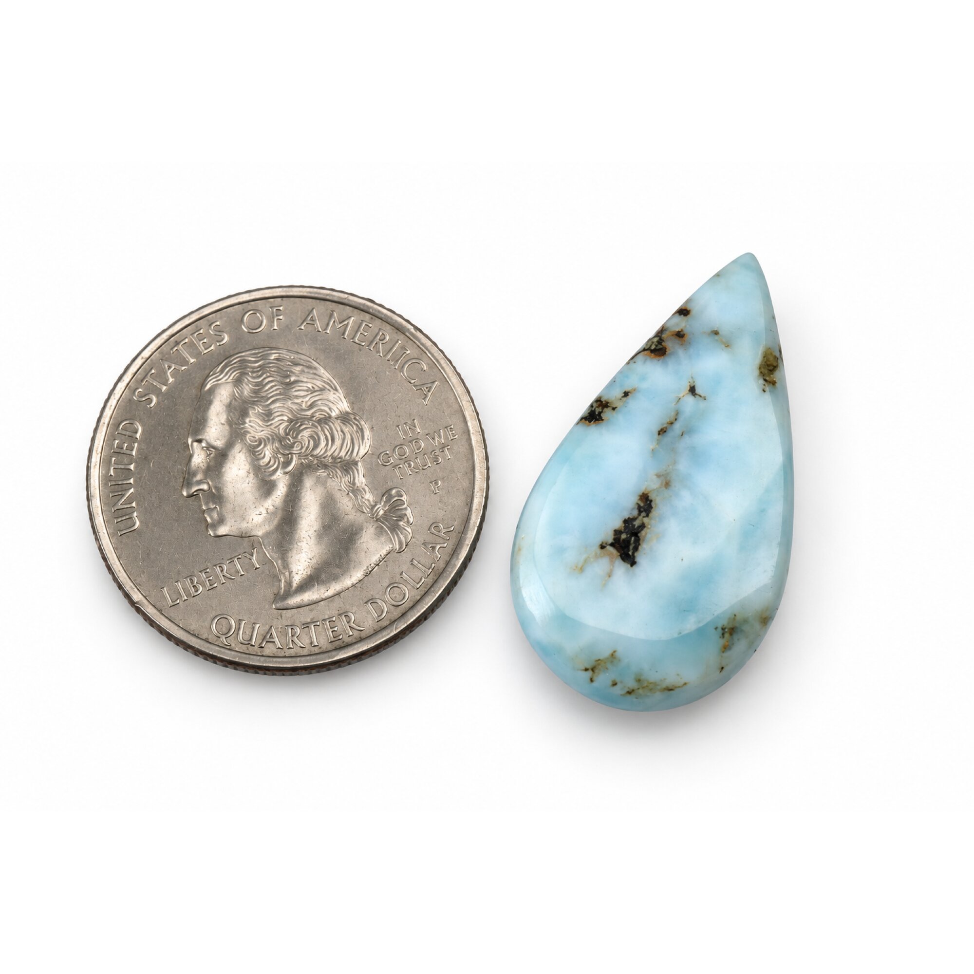 Genuine sky blue Dominican Larimar cabochon 29mm – photo 3