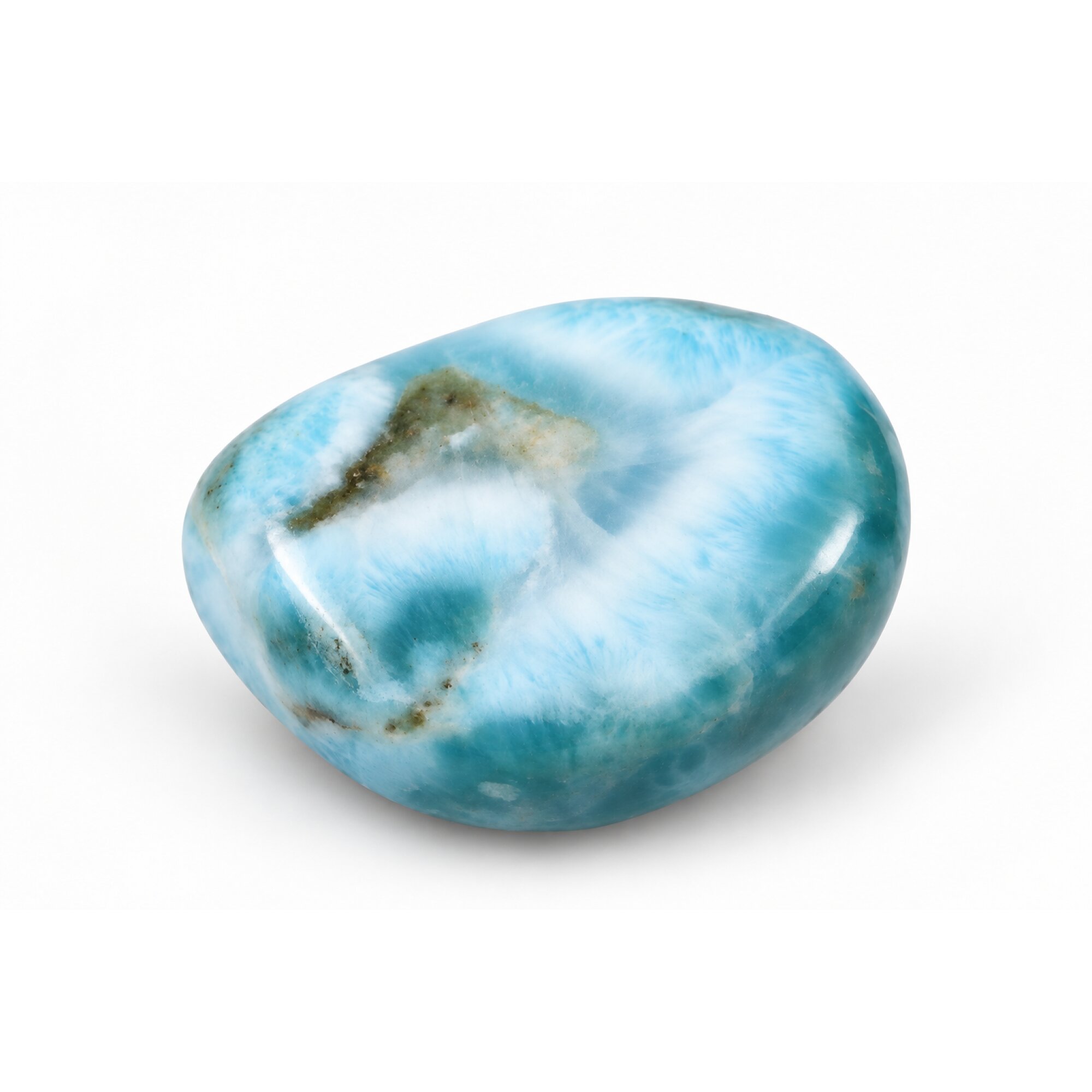 Genuine ocean green blue polished Dominican Larimar 43mm – photo 3