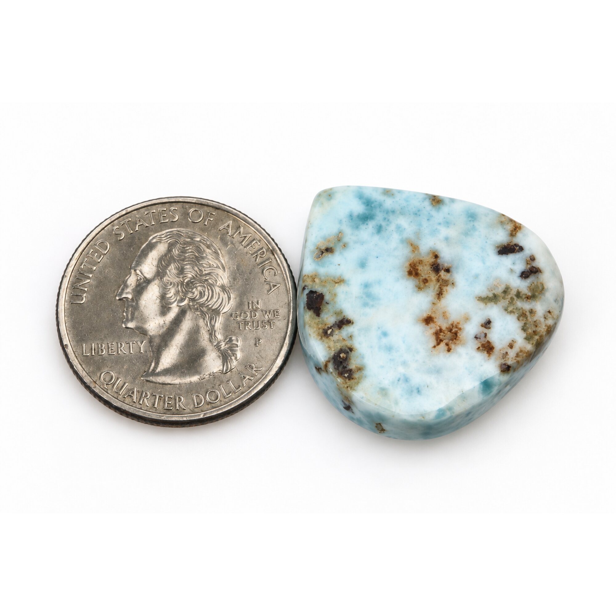 Master crafted ocean blue Dominican Larimar cabochon 27mm – photo 3