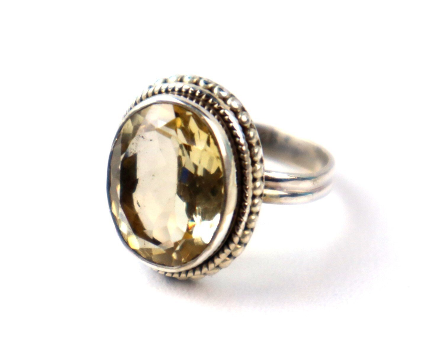 Authentic Beautiful Yellow Citrine 925 Sterling Silver Oval Ring US#7 1/4 – photo 4