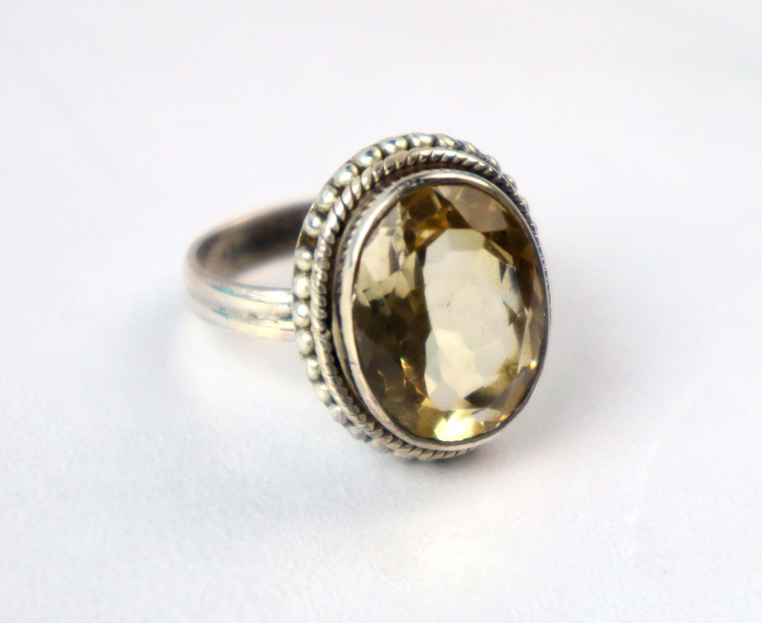 Authentic Beautiful Yellow Citrine 925 Sterling Silver Oval Ring US#7 1/4 – photo 5