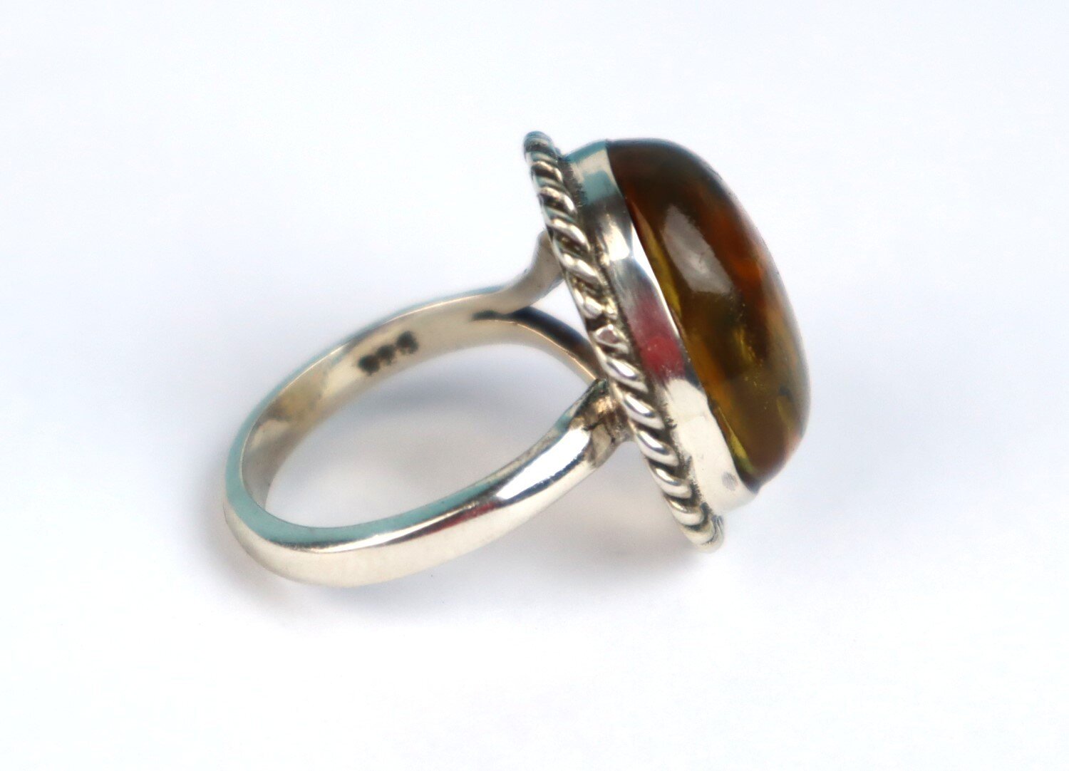 Exquisite Natural Clear Light Blue Amber .925 Sterling Silver Ring #7 – photo 5