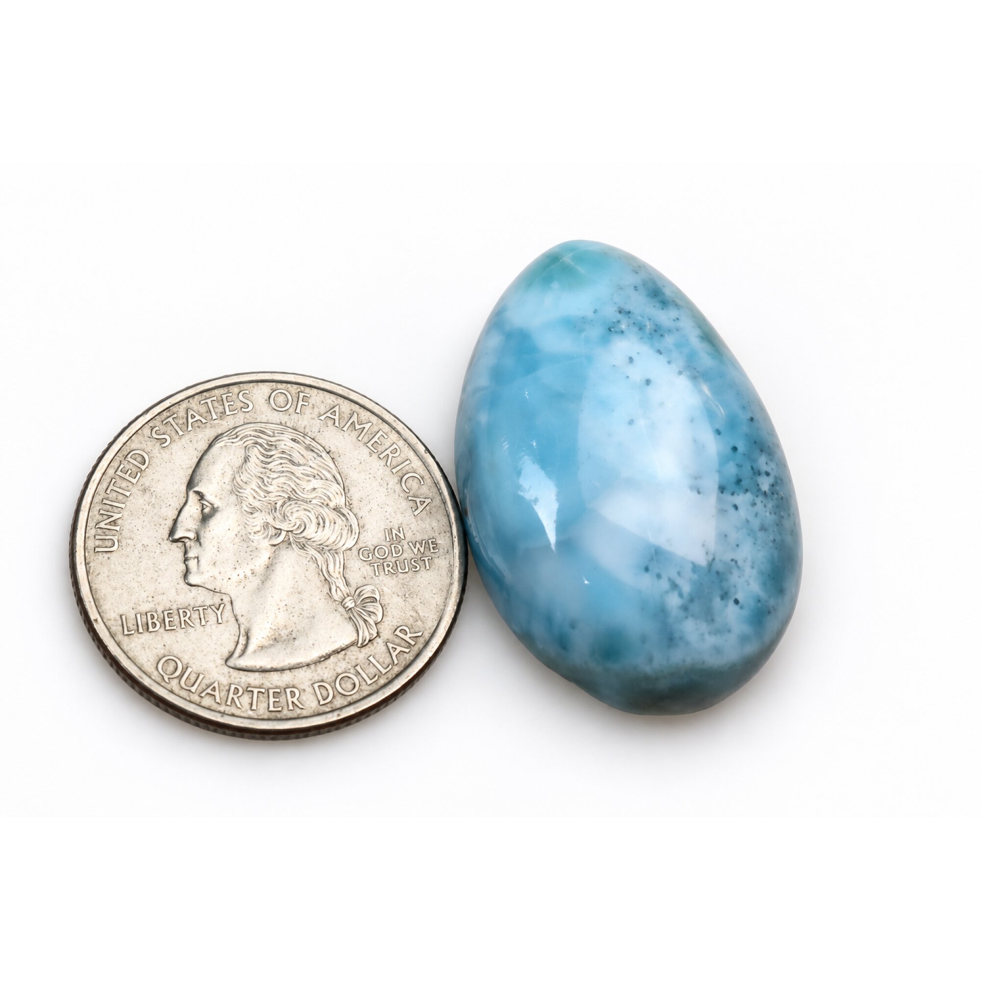 Genuine handcrafted sky blue Dominican Larimar cabochon 30mm – photo 4