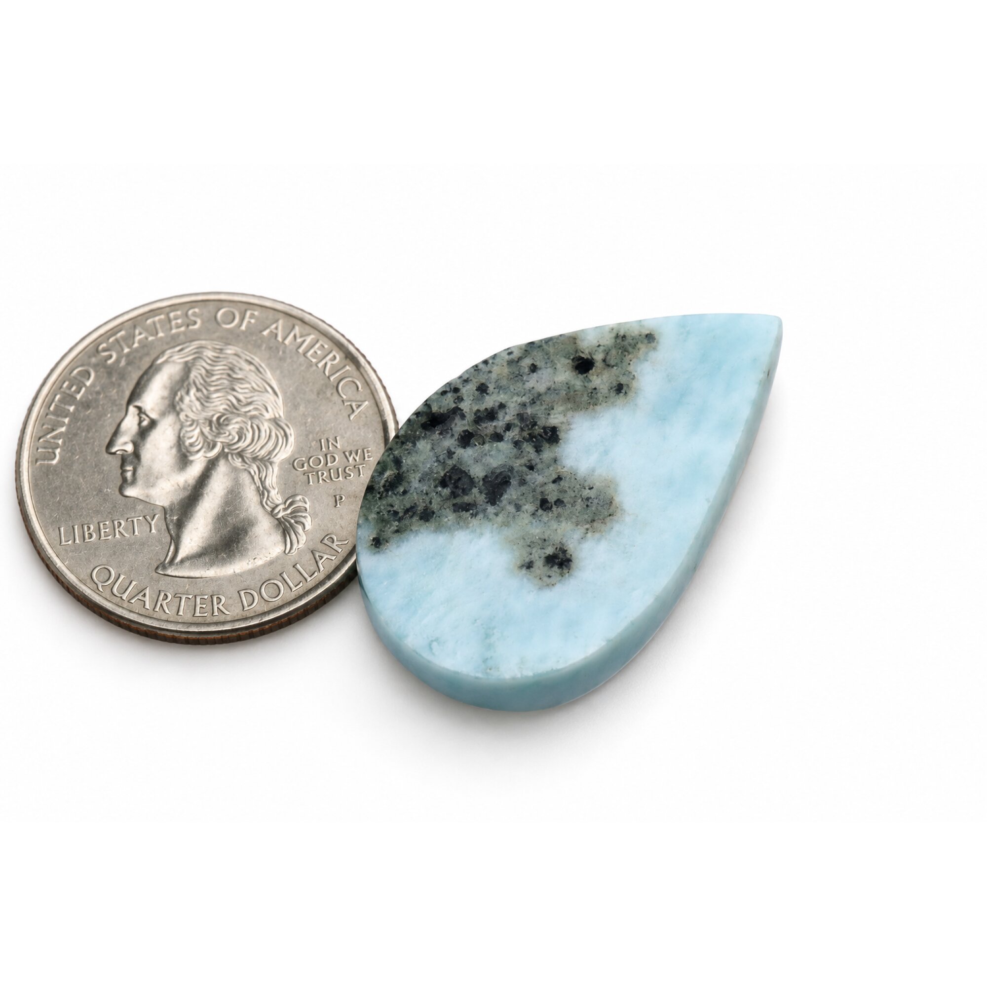 Authentic green blue Dominican Larimar cabochon 31mm – photo 5