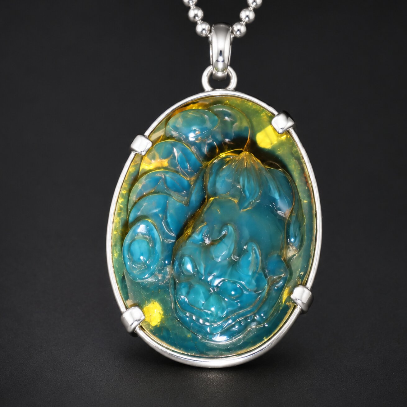 Earth mined sky blue Dominican amber sterling silver amber 55mm