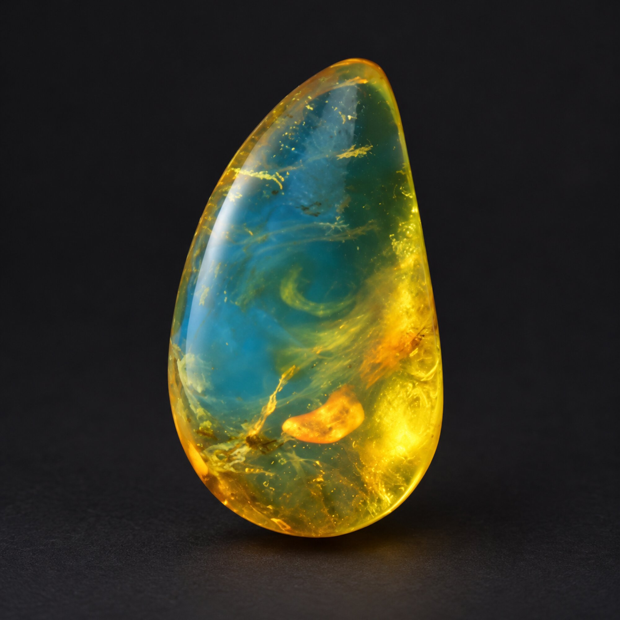 Untreated green orange polished Dominican amber 1.5g – photo 4