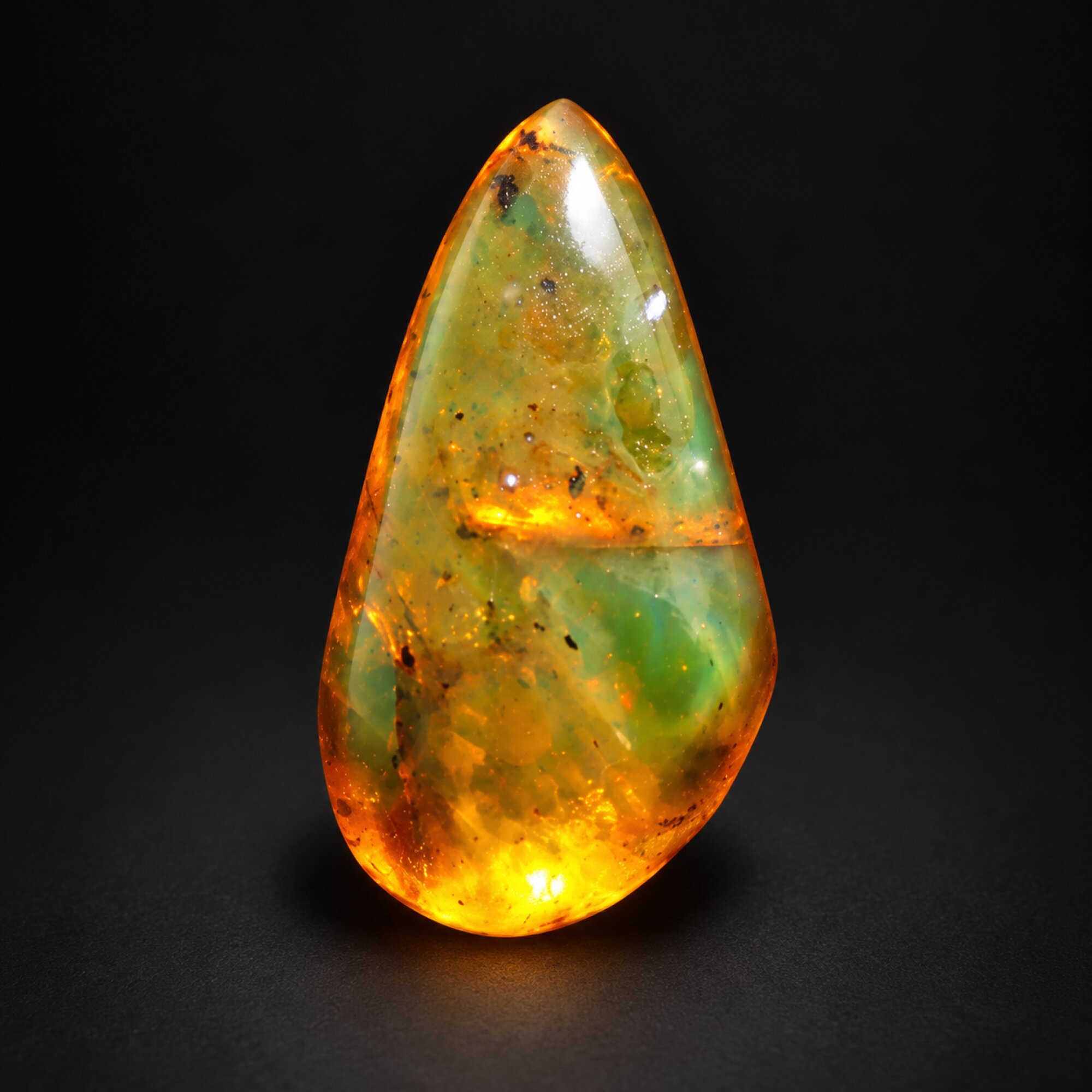 Natural orange green polished Dominican amber – photo 6