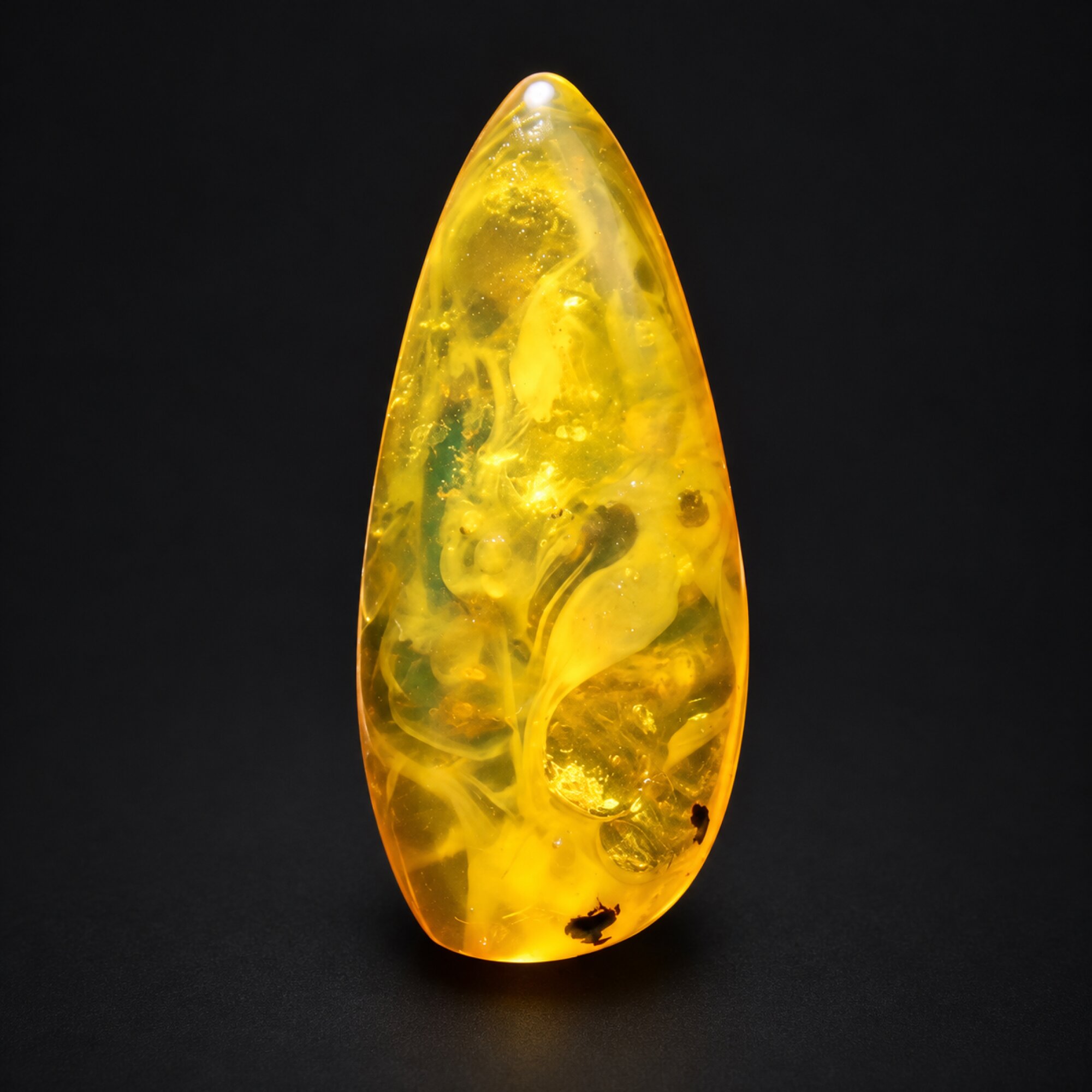 Natural yellow green polished Dominican amber – photo 2