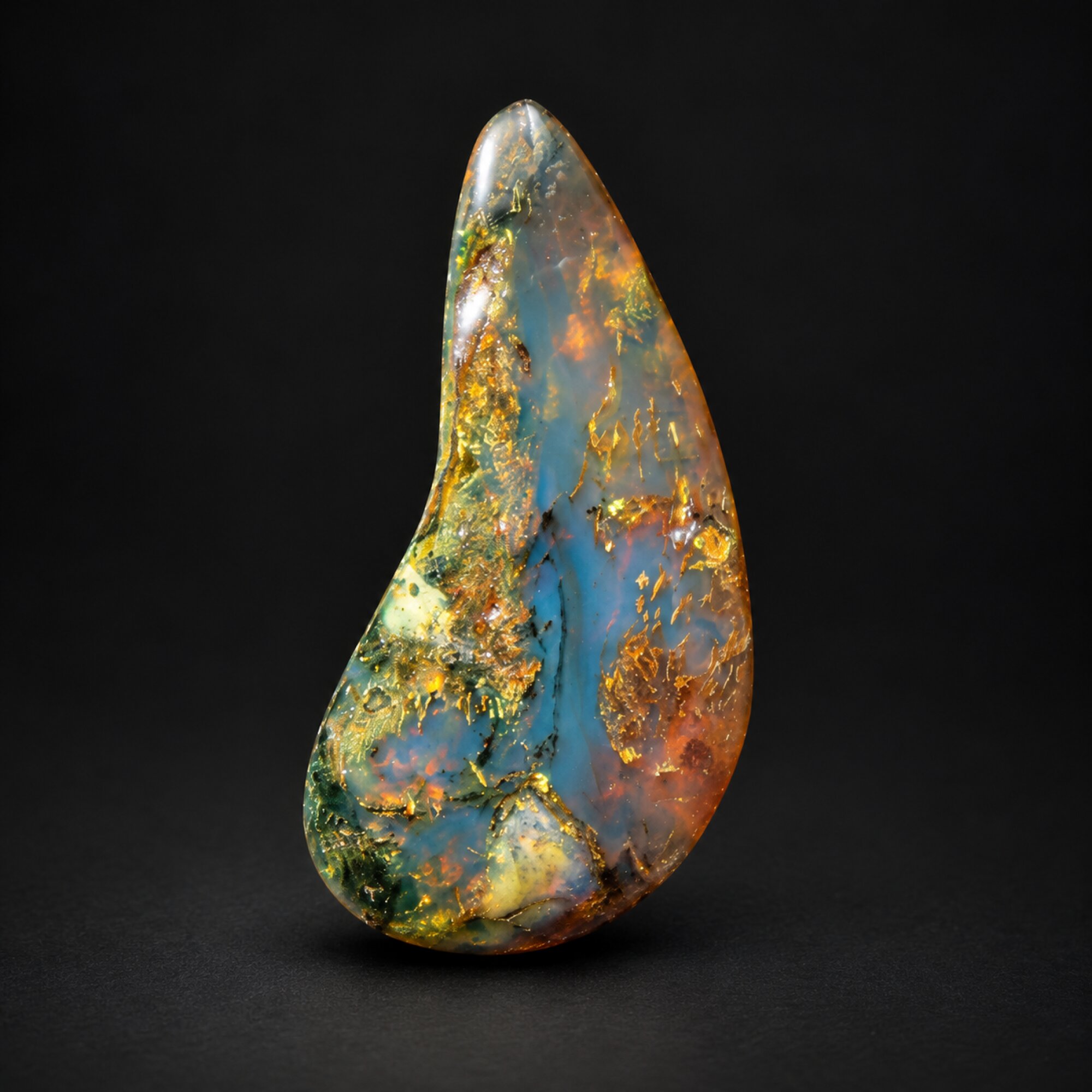 Pure natural deep blue polished Dominican amber – photo 4