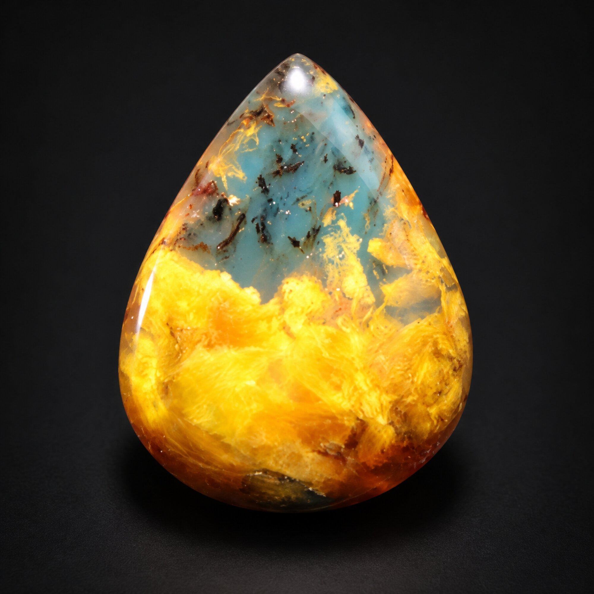 Pure natural deep blue polished Dominican amber – photo 8