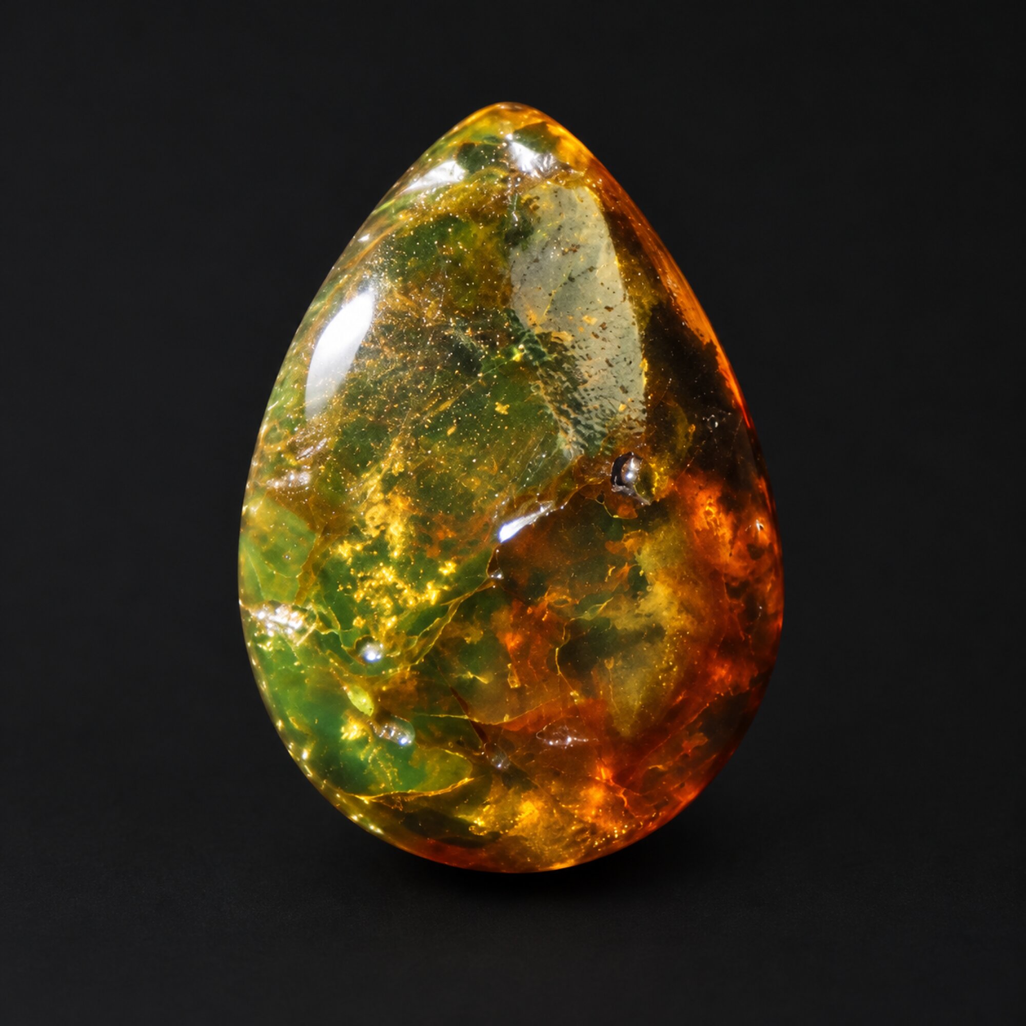Natural orange green polished Dominican amber – photo 5