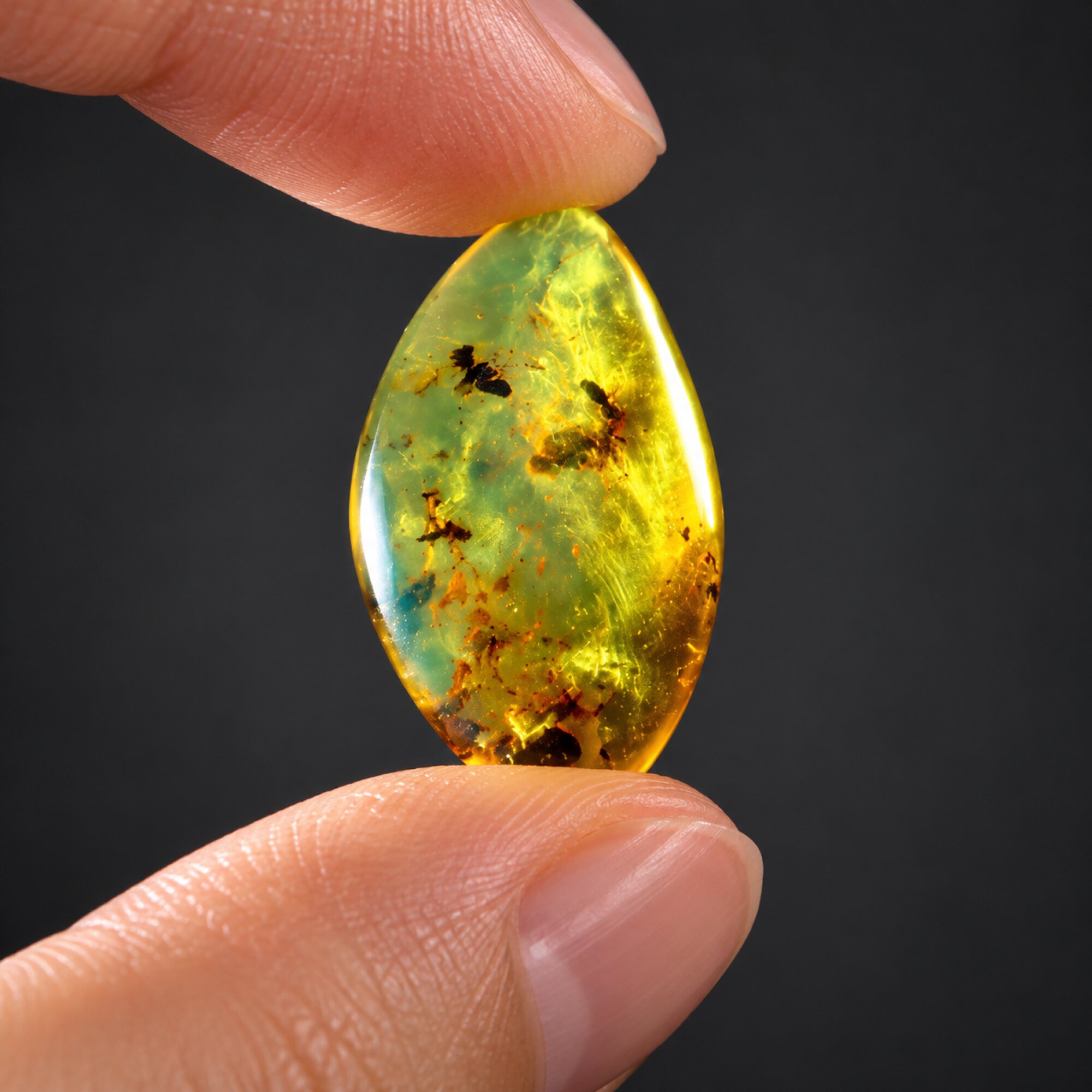 Natural green blue polished Dominican amber – photo 7