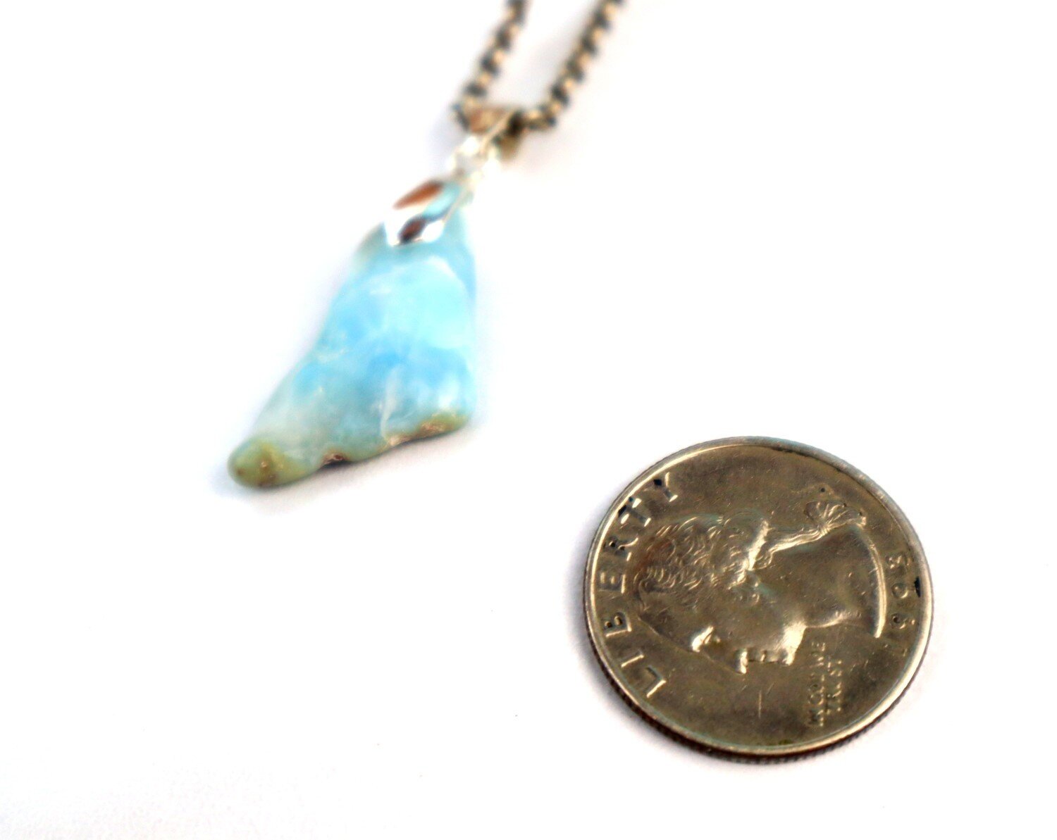 Charming Design Natural Sky Blue Larimar .925 Sterling Silver Pendant 42mm – photo 6