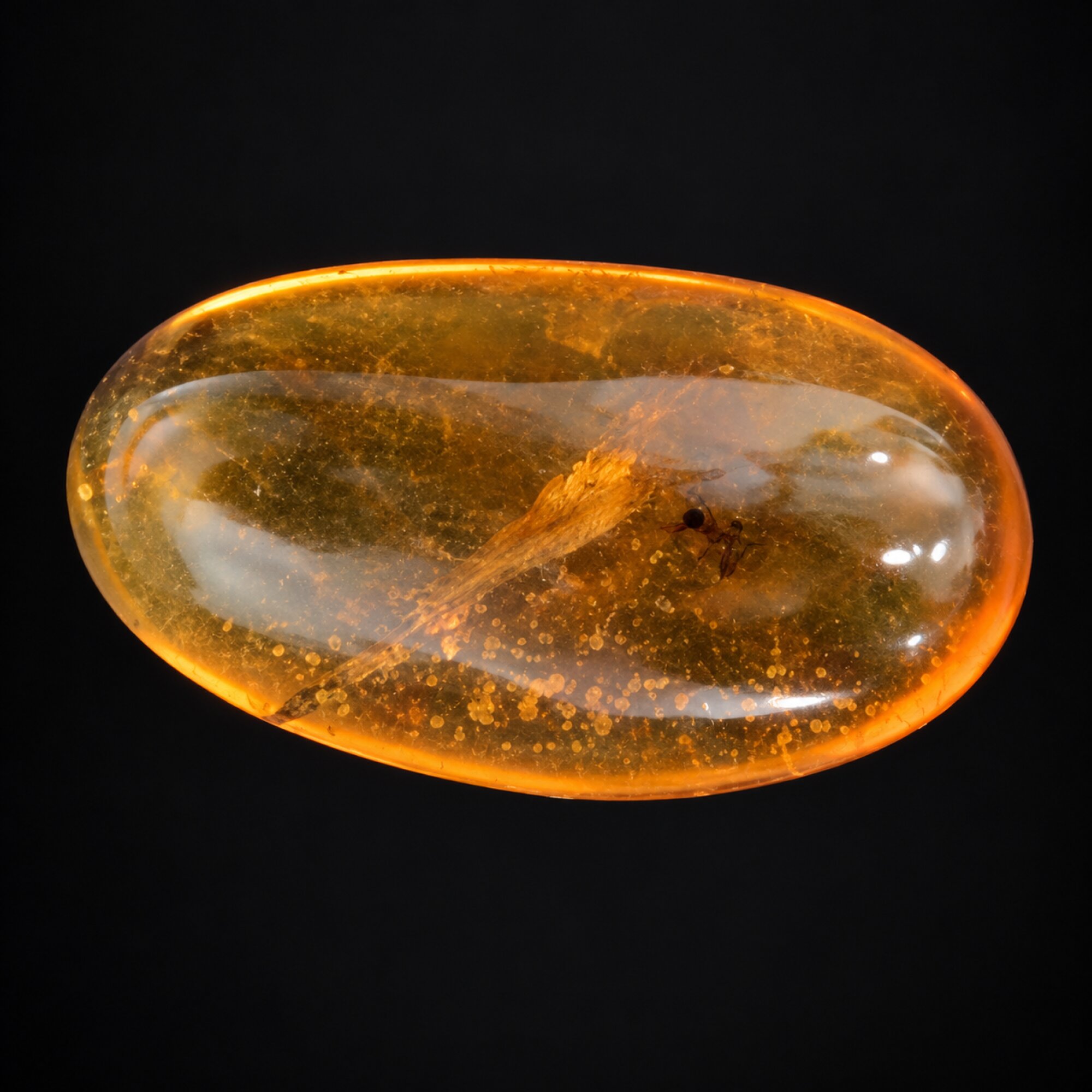 Authentic orange green Dominican amber mosquito insect stone 1.8g – photo 5