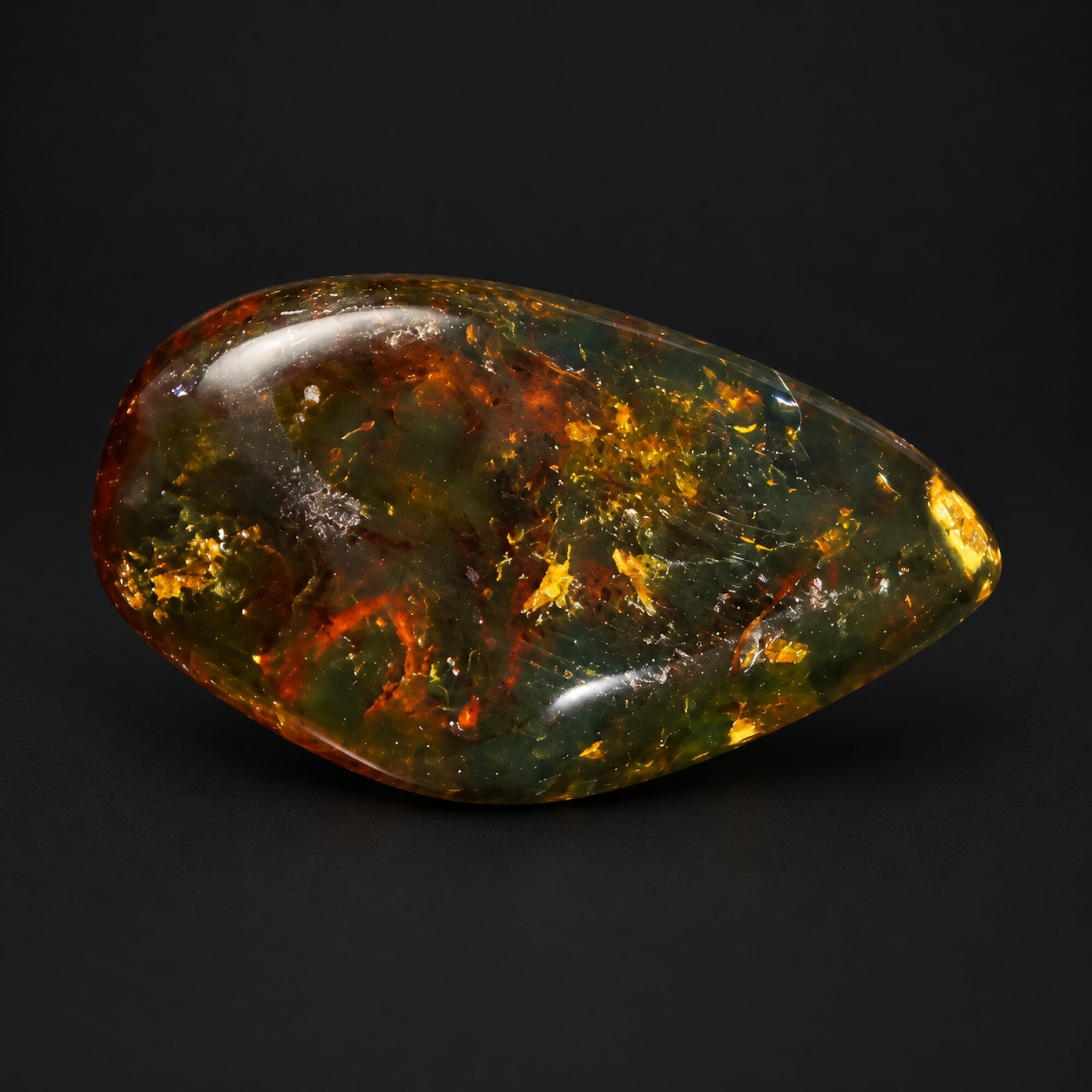 Authentic red orange green polished Dominican amber – photo 2