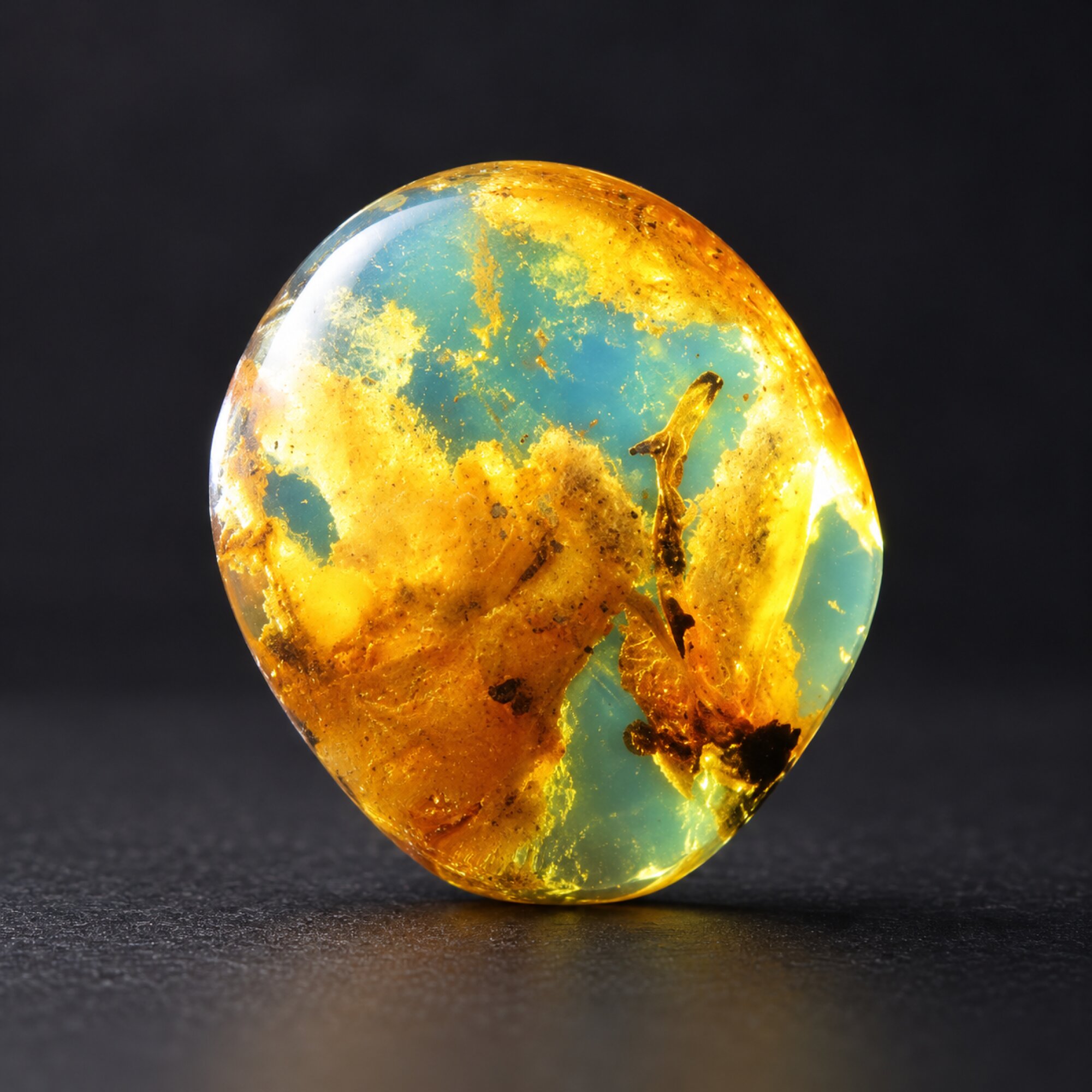 Untreated deep bkue Dominican amber cabochon – photo 5