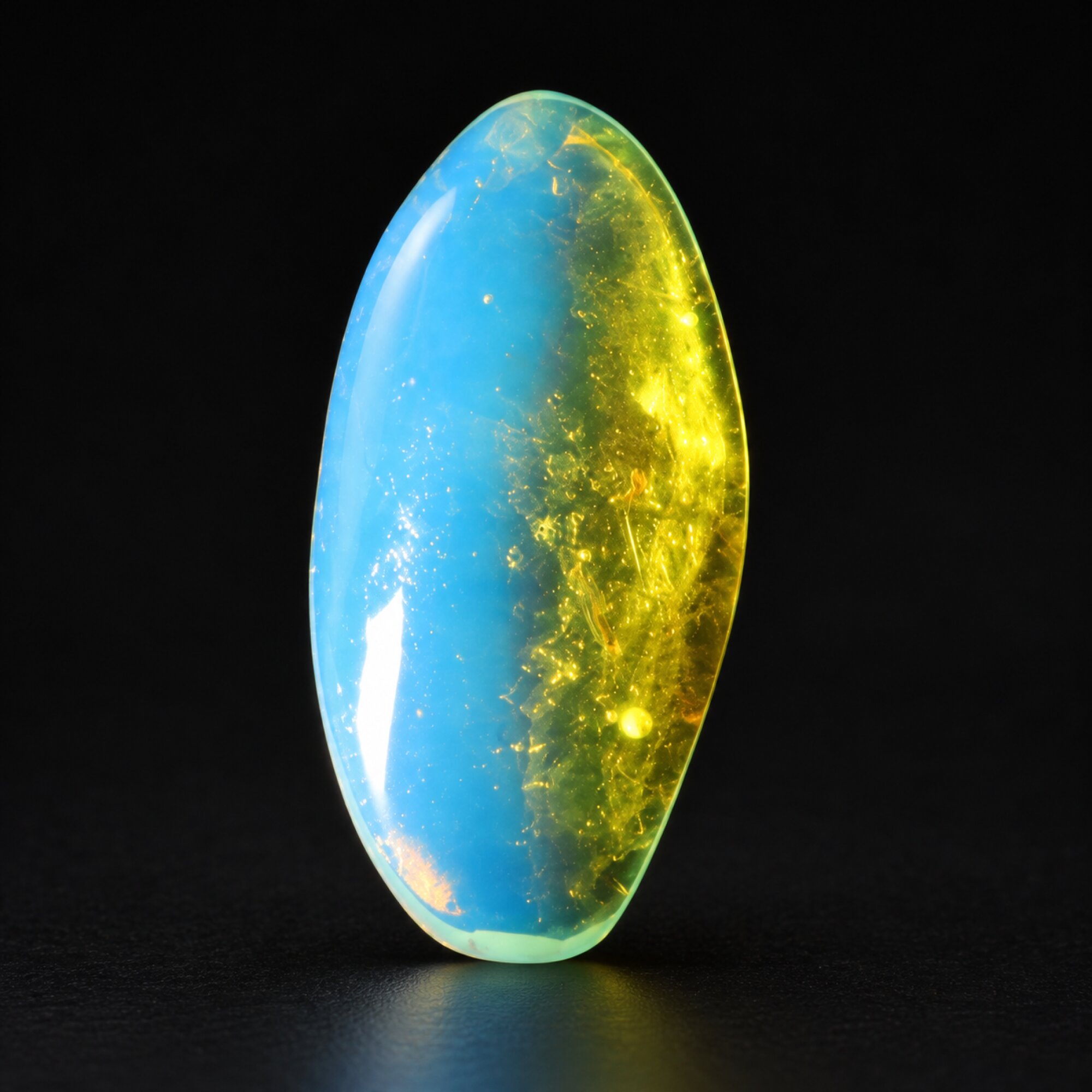 Untreated sky blue Dominican amber cabochon
