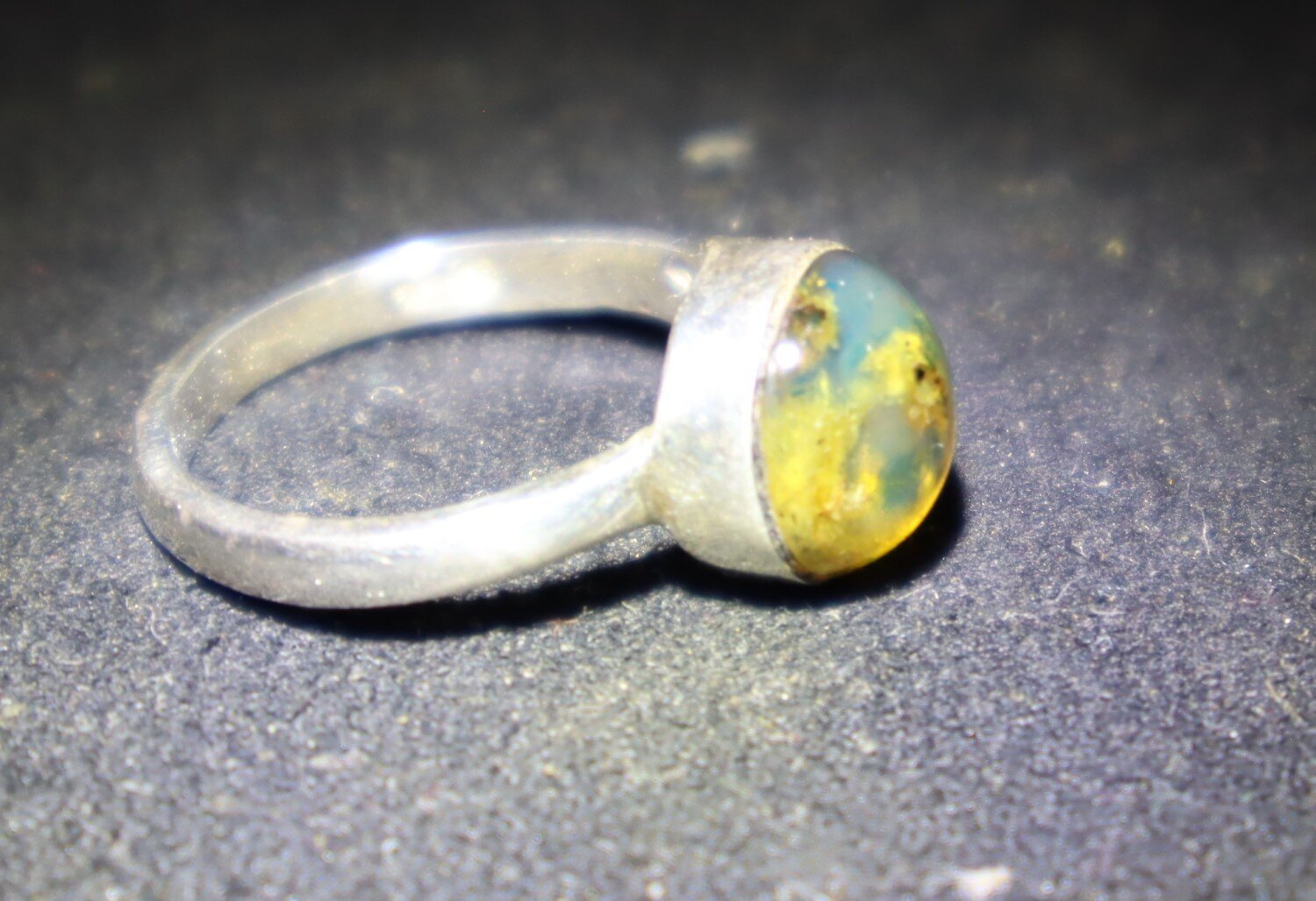 Lovely Natural Clear Light Blue Amber 925 Sterling Silver Ring #5.5 free resize – photo 4