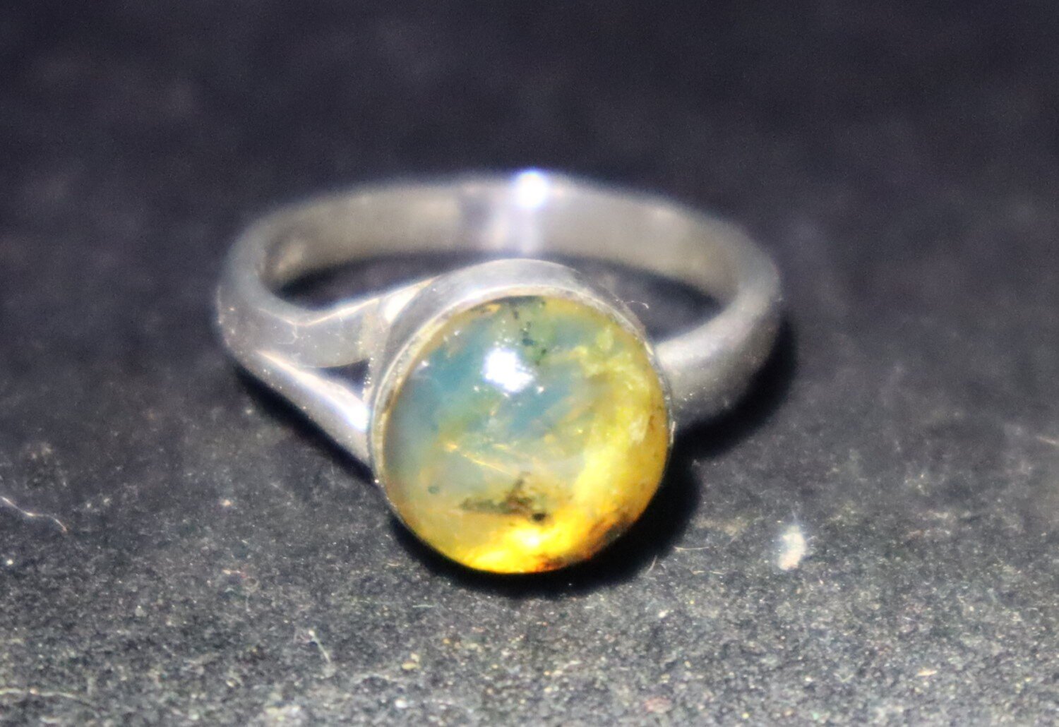 Lovely Natural Clear Light Blue Amber 925 Sterling Silver Ring #5.5 free resize – photo 7