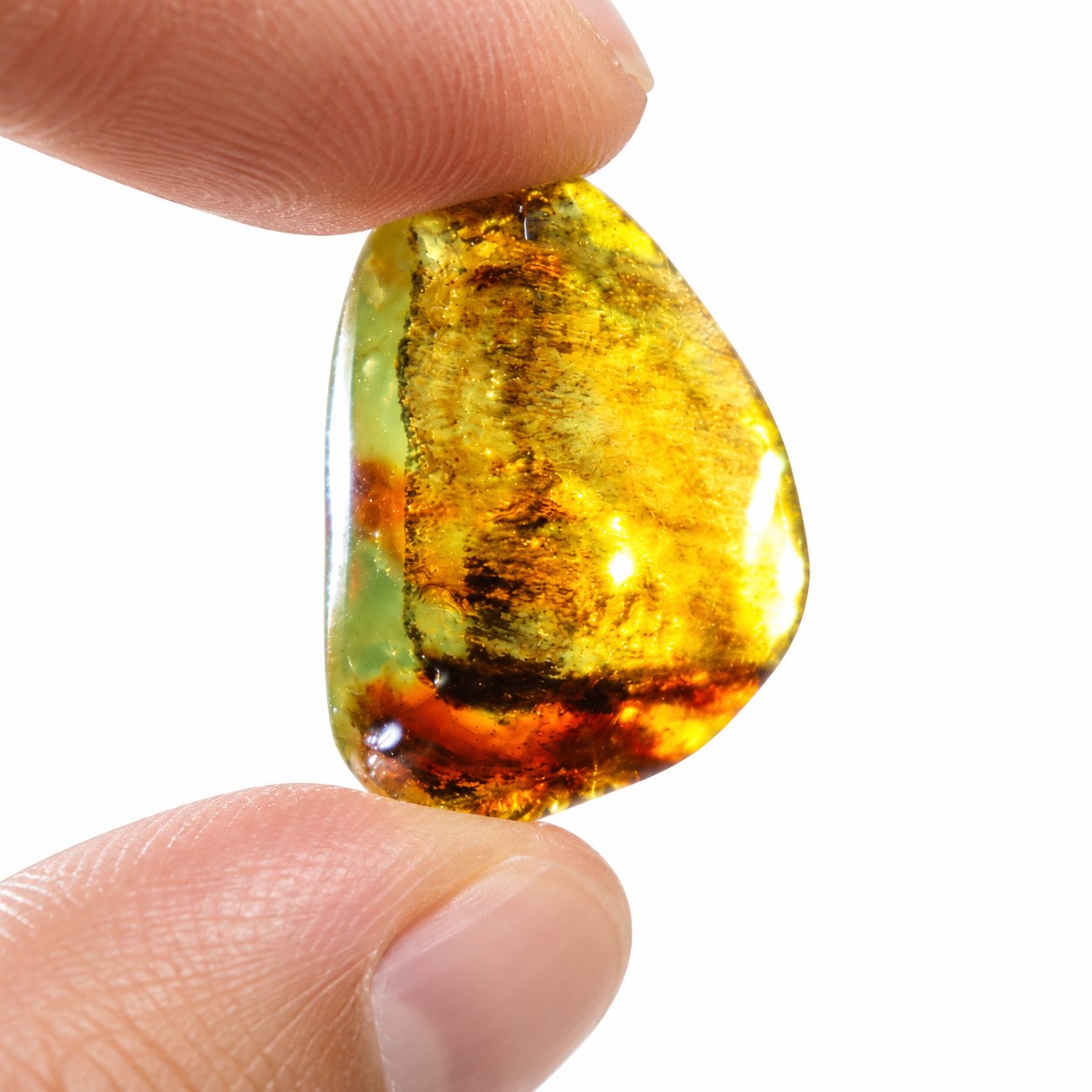Genuine orange green polished Dominican amber 26mm – photo 5