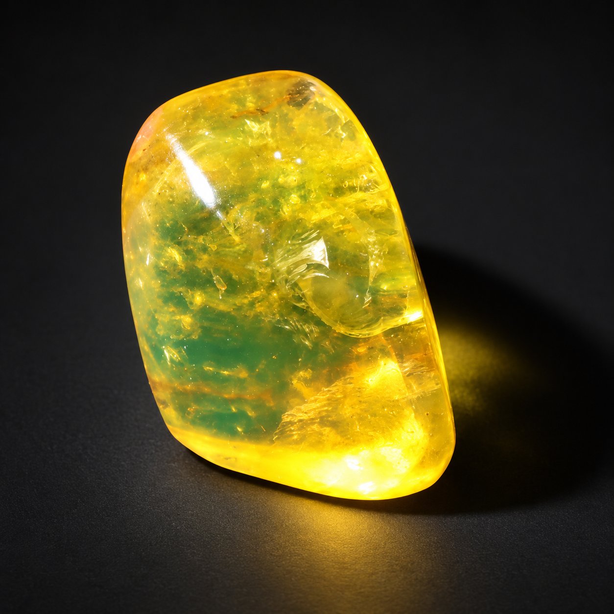 Authentic yellow green polished Dominican amber 29mm – photo 5