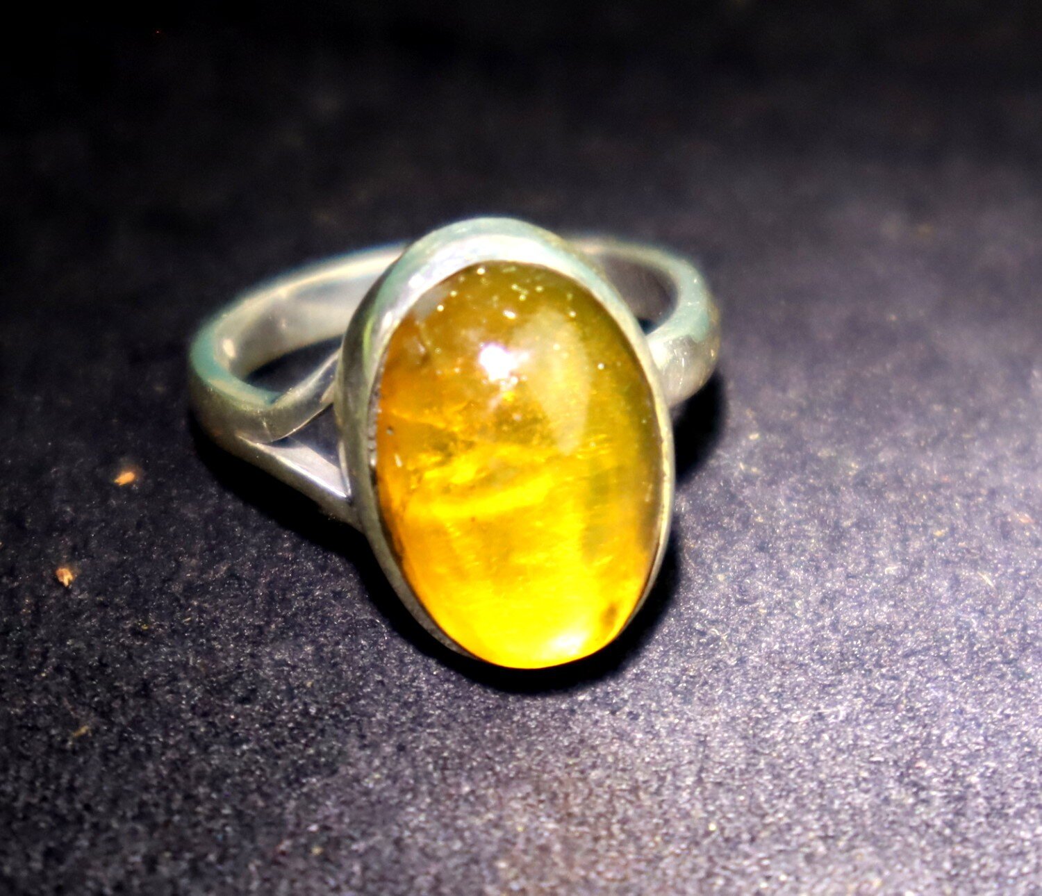 Exquisite Natural Clear Deep Yellow Amber .925 Sterling Silver Ring #5.5 – photo 6