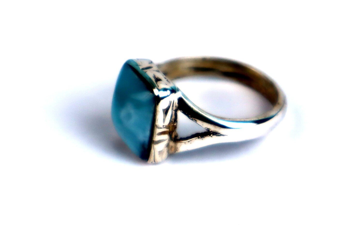 Beautiful Natural Light Blue Larimar .925 Sterling Silver Ring #7 free resizing – photo 5