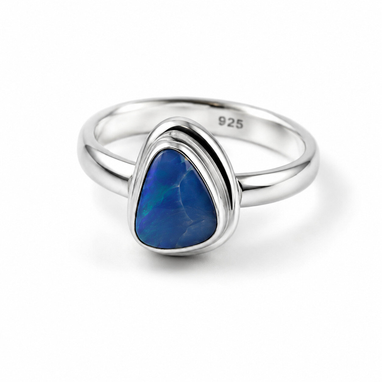 Exquisite Handcrafted Blue Opal 925 Sterling Silver Freeform Ring US#8 1/2 – photo 3