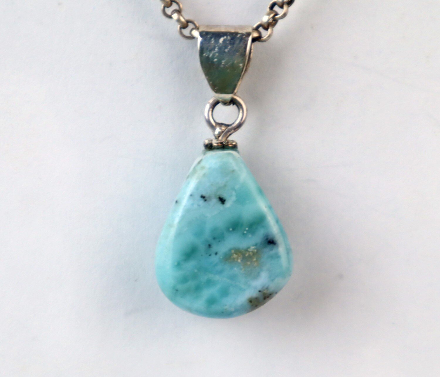 Artisan Polished Ocean Blue Larimar 925 Sterling Silver Pendant 35mm – photo 4