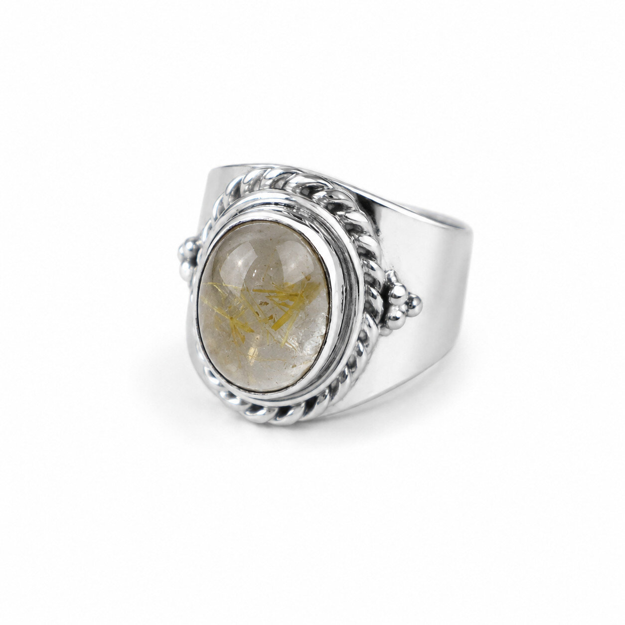 Genuine Authentic Orange Rutilated Quartz 925 Sterling Silver Marquise Ring – photo 3
