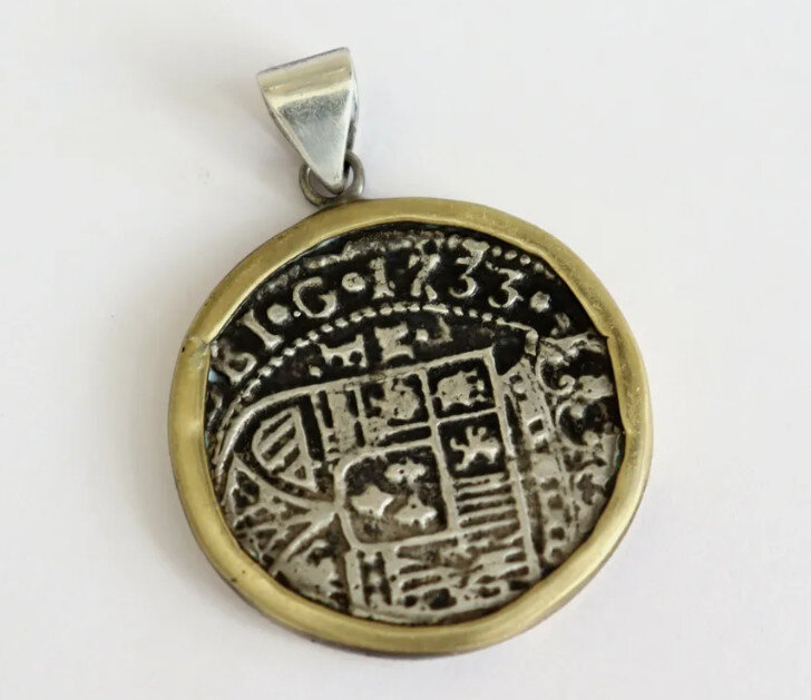 BIGGEST 2" Urca de Lima SPAIN COLONIAL COIN solid STERLING SILVER Pendant 46mm – photo 3