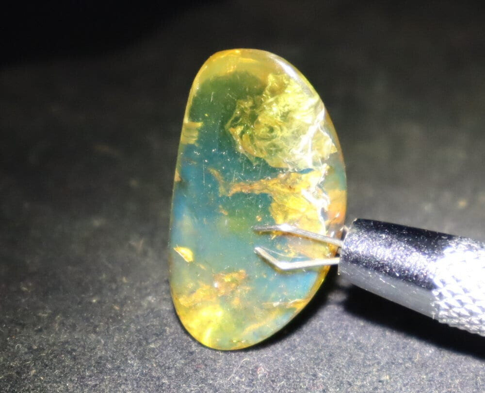 Beautiful Natural Dominican Translucent Light Blue Amber Polished Stone 26mm – photo 7