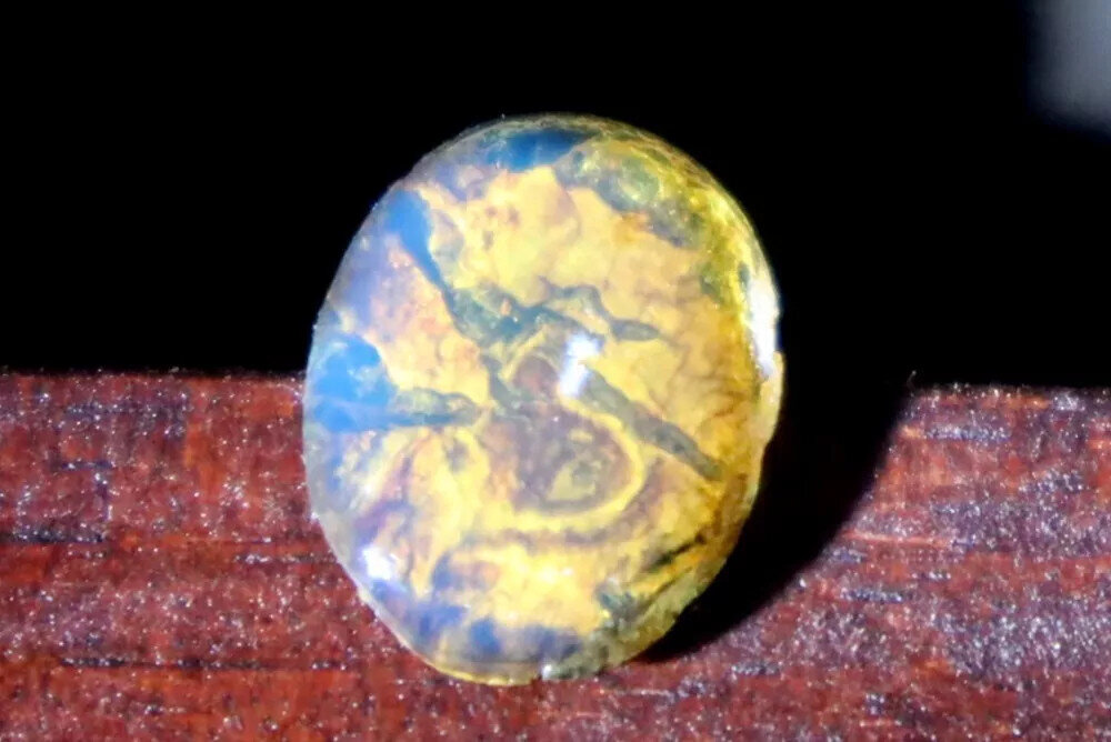 Exquisite Natural Dominican Clear Sky Blue Amber Polished Stone 17mm – photo 4