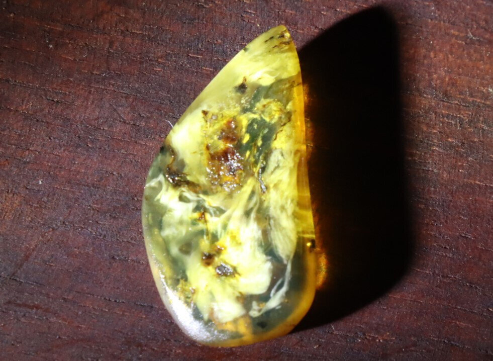 Finest Natural Dominican Translucent Green Yellow Amber Polished Stone 30mm – photo 3