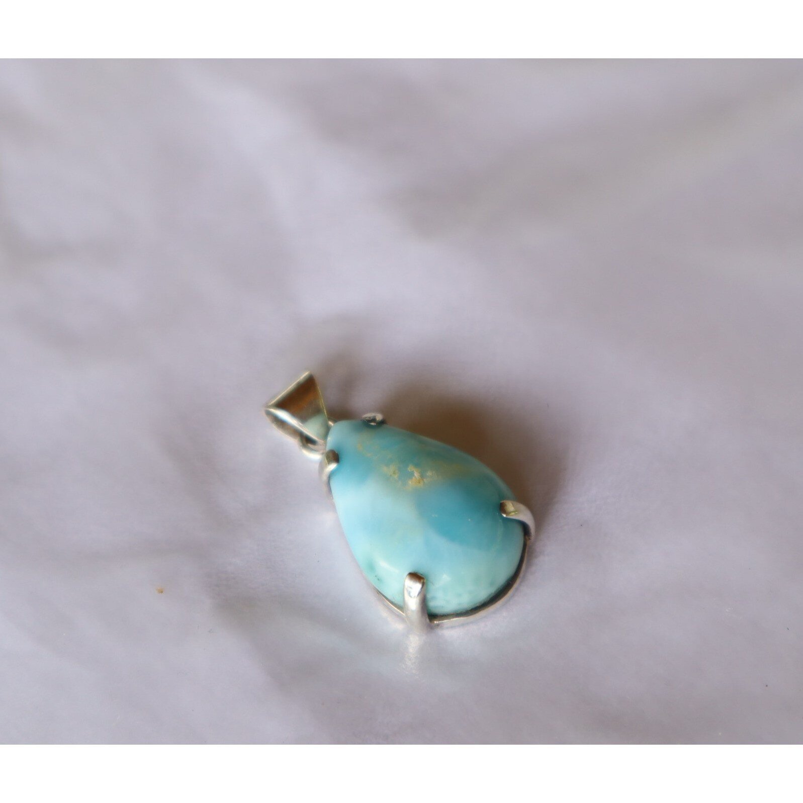 Genuine Beautiful Sky Blue Larimar 925 Sterling Silver Teardrop Pendant 32mm 6.1g – photo 4