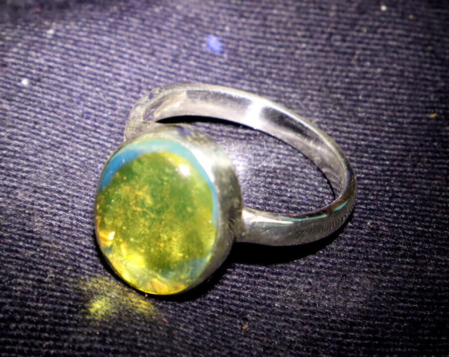 Exquisite Natural Clear Light Green Amber .925 Sterling Silver Ring #6 – photo 10