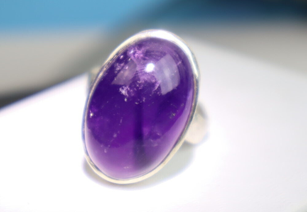 Exquisite Natural Clear Deep Purple Amethyst .925 Sterling Silver Ring #6 – photo 3