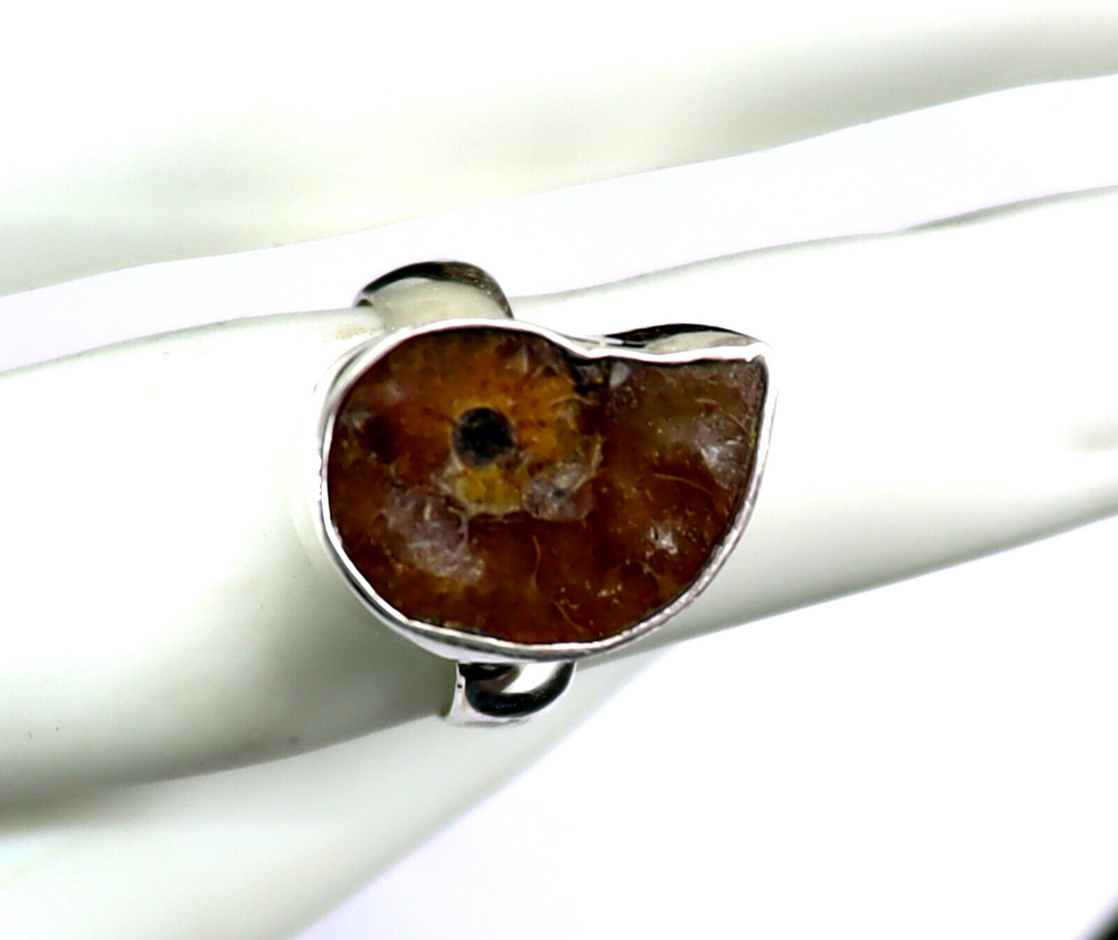Excellent 450 mil years old Natural Ammonite Fossil .925 Sterling Silver Ring #6 – photo 2