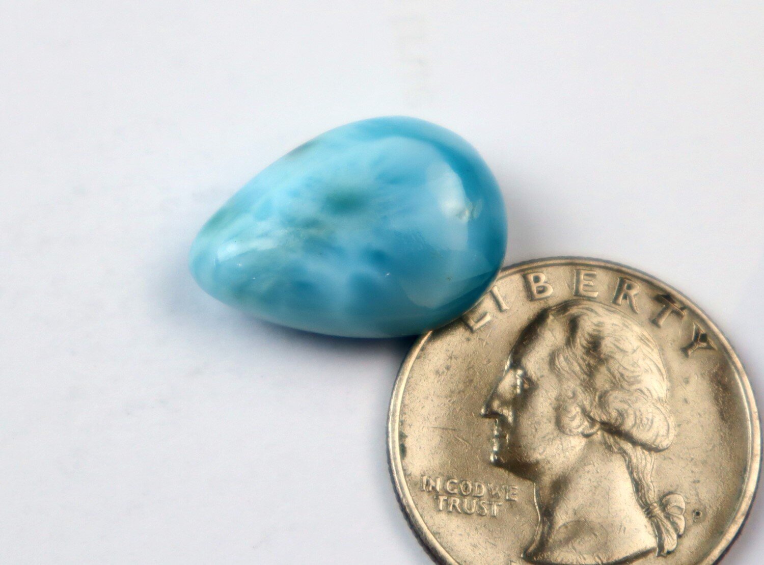 Lovely Natural Dominican Sky Blue Larimar Polished Stone 21mm – photo 4