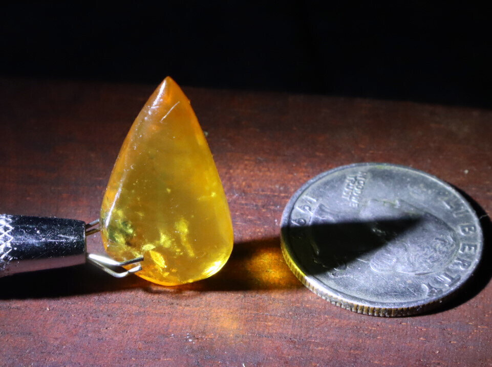 Lovely Nat. Crystal Clear Yellow Amber Polished Pendant Stone 29mm free drilling – photo 7