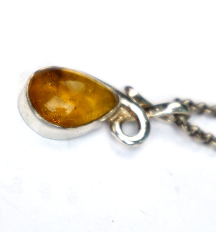Natural Dominican Yellow Amber Pendant 925 Sterling Silver 30mm Clear Orange – photo 8