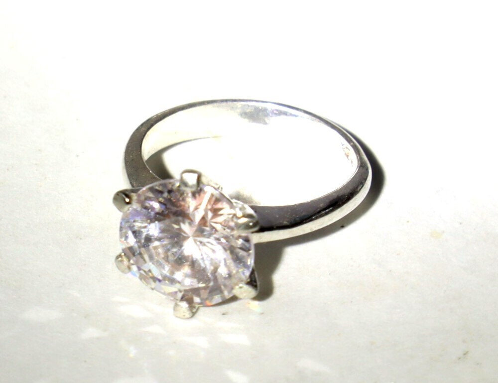Impressive Clear SILVER Topaz .925 Sterling Silver Ring #5.5 free resizing – photo 4